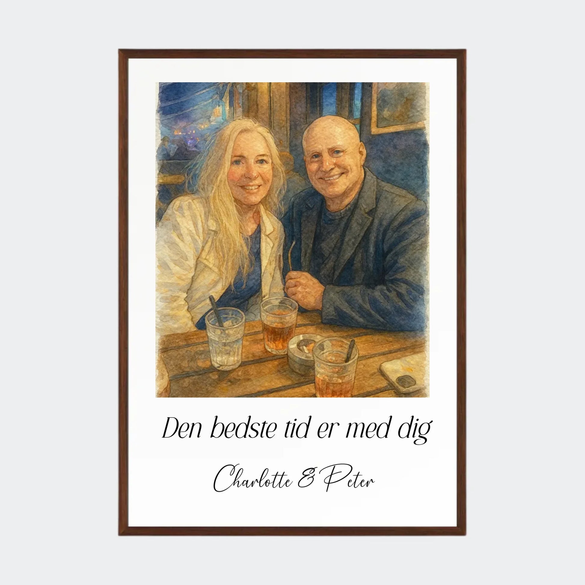 Plakat Ai genereret Watercolor Painting - Upload eget billede Customizer TeeInBlue A2 Mørk eg A2