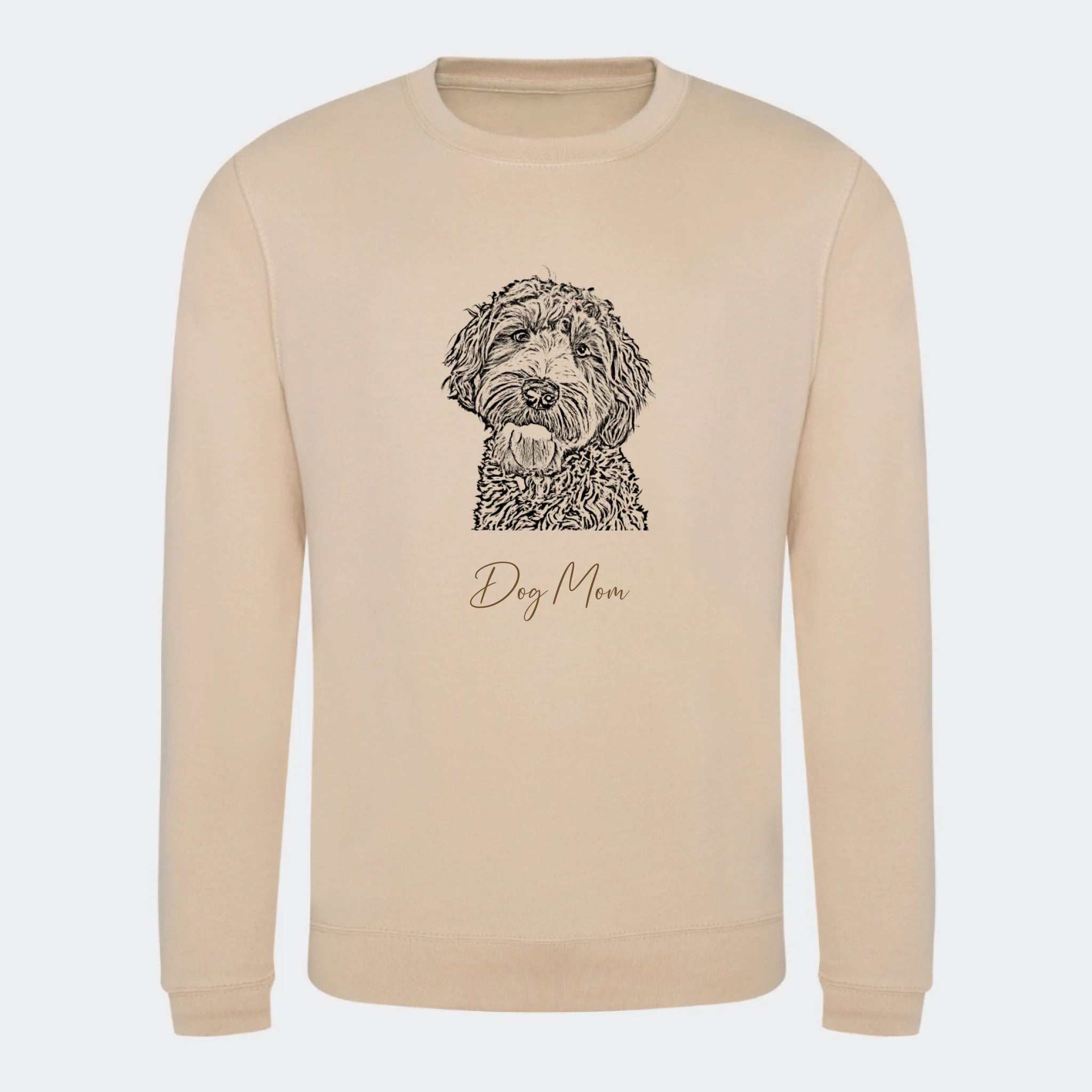 Sweatshirt Dog Mom - Upload eget billede Customizer TeeInBlue Print på front Nude Small