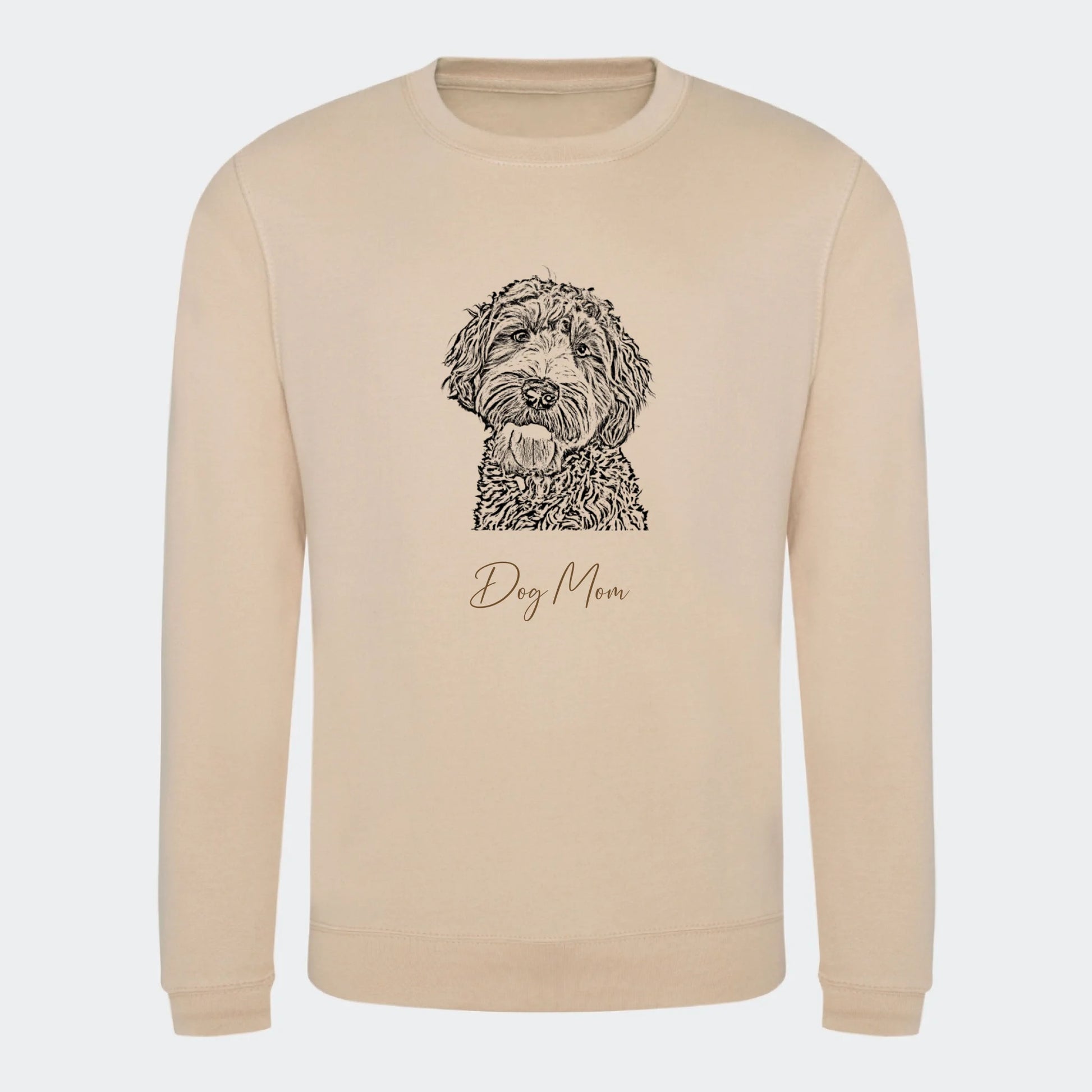 Sweatshirt Dog Mom - Upload eget billede Customizer TeeInBlue Print på front Nude Small