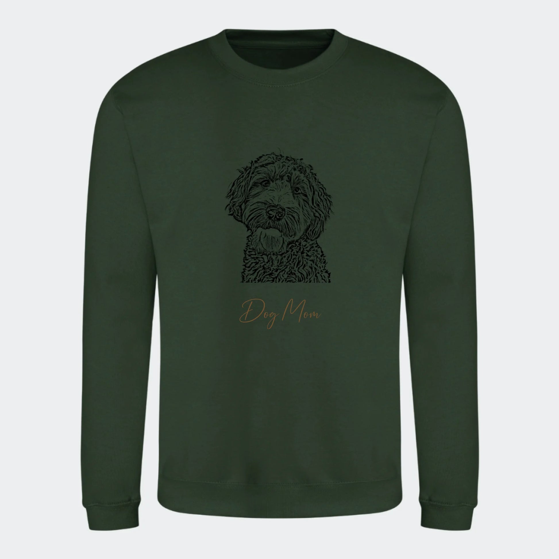 Sweatshirt Dog Mom - Upload eget billede Customizer TeeInBlue Print på front Forest Green Small