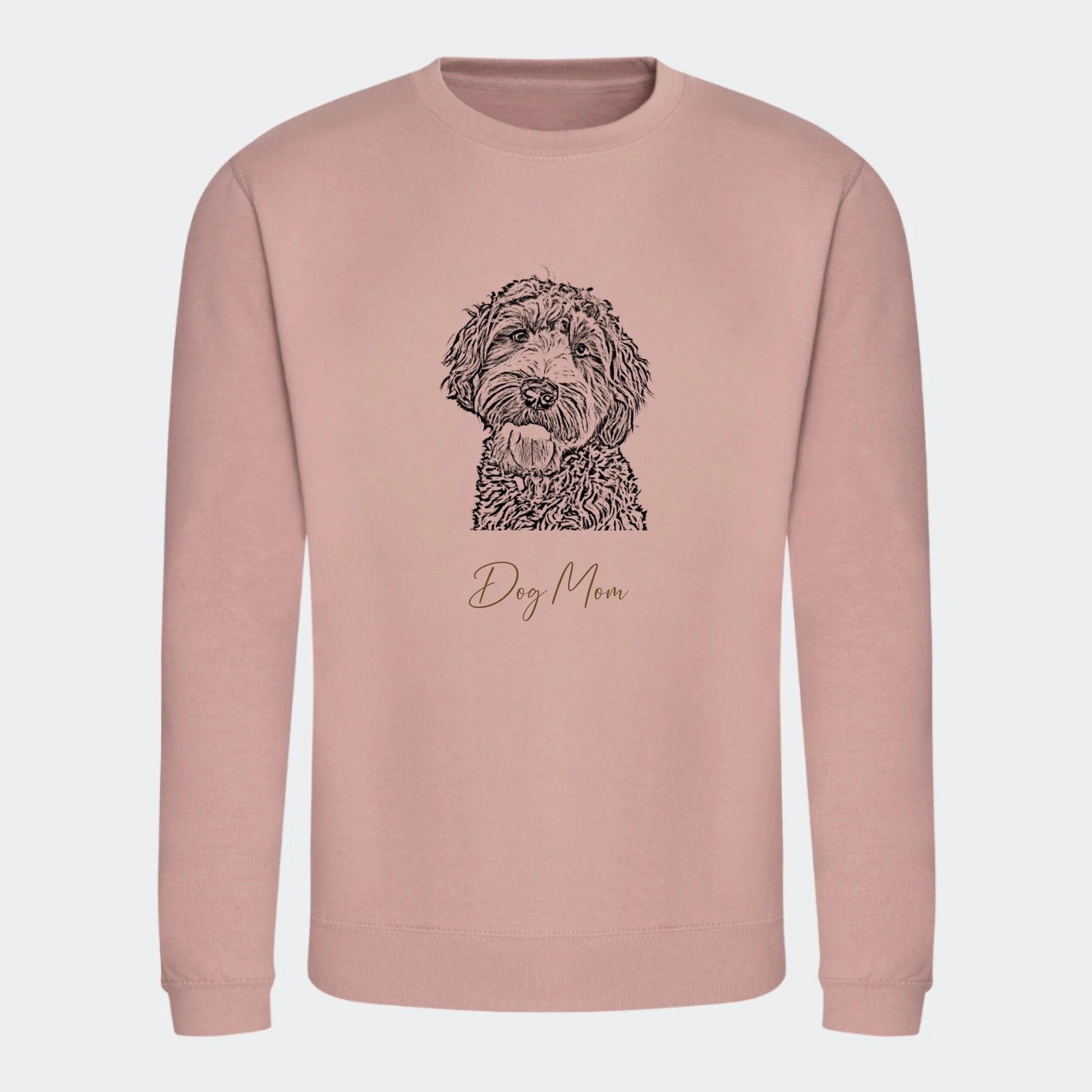 Sweatshirt Dog Mom - Upload eget billede Customizer TeeInBlue Print på front Dusty Pink Small