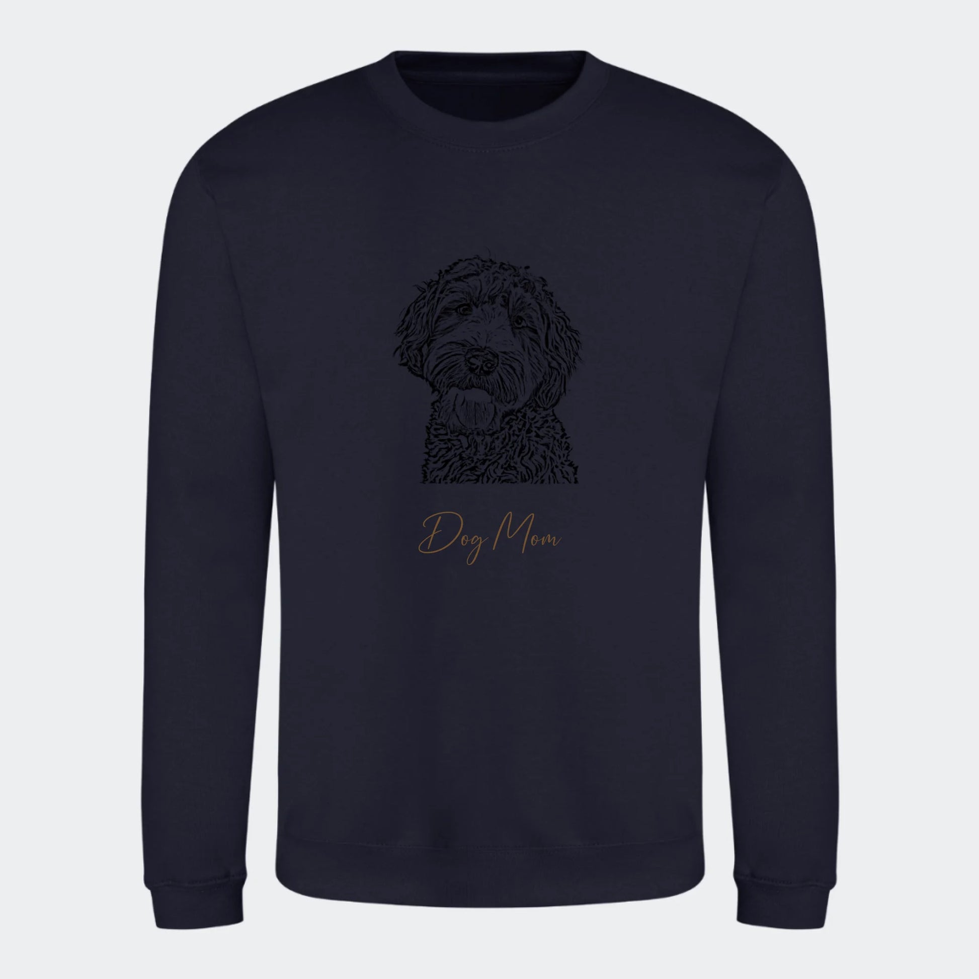 Sweatshirt Dog Mom - Upload eget billede Customizer TeeInBlue Print på front French Navy Small