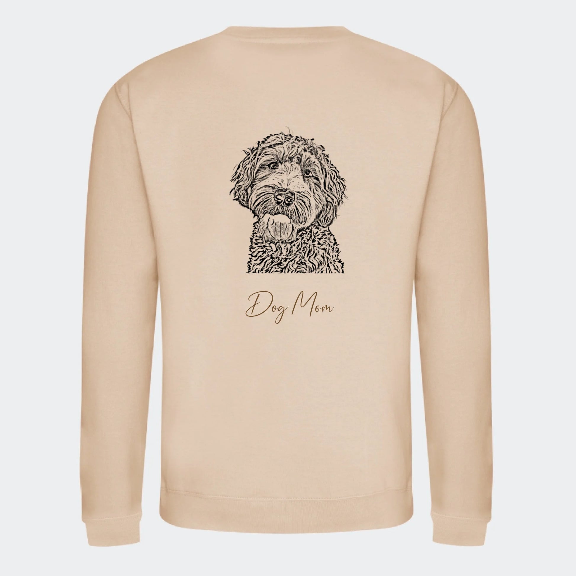 Sweatshirt Dog Mom - Upload eget billede Customizer TeeInBlue Print på ryggen Nude Small