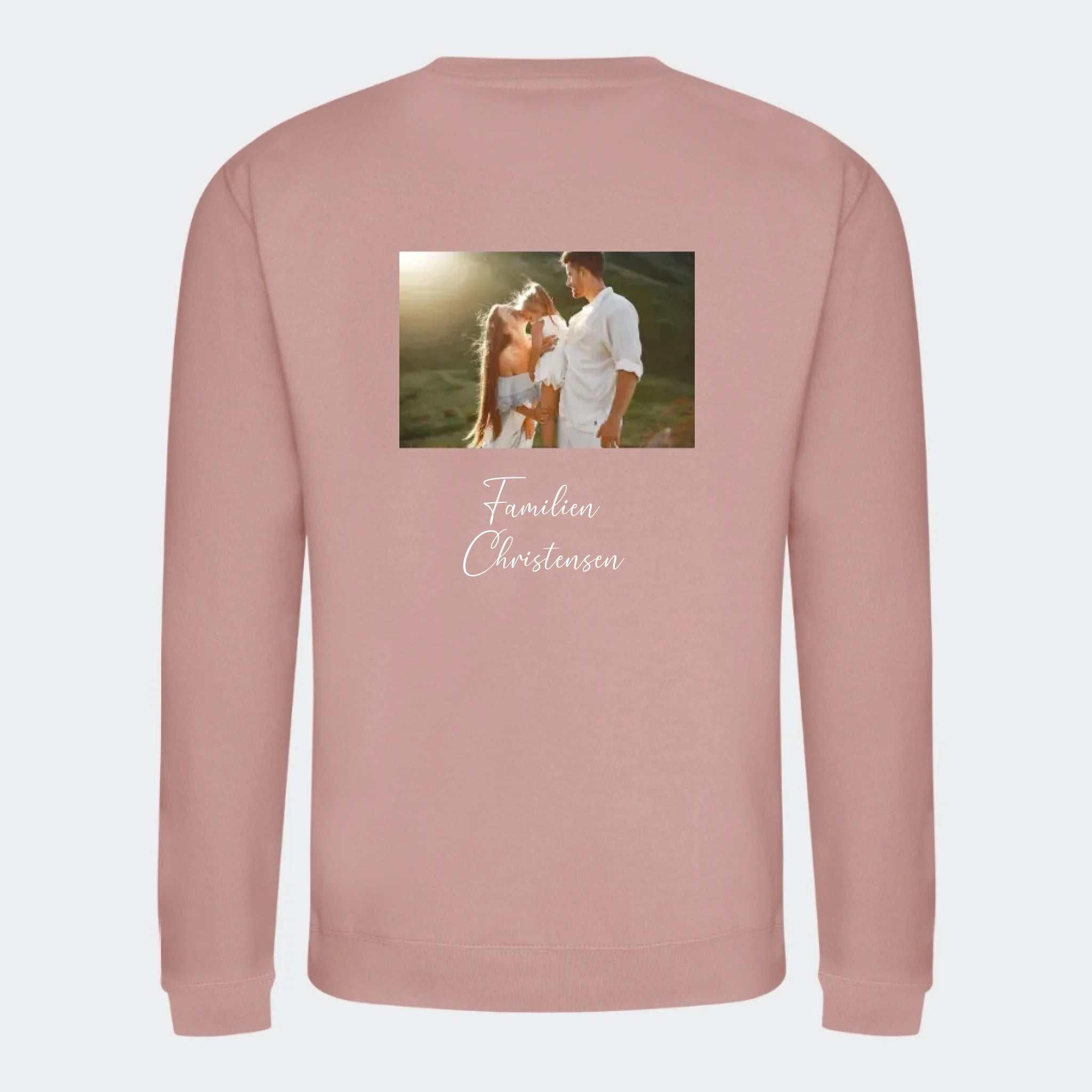 Sweatshirt til voksne – Upload eget billede, støvet rosa, set bagfra