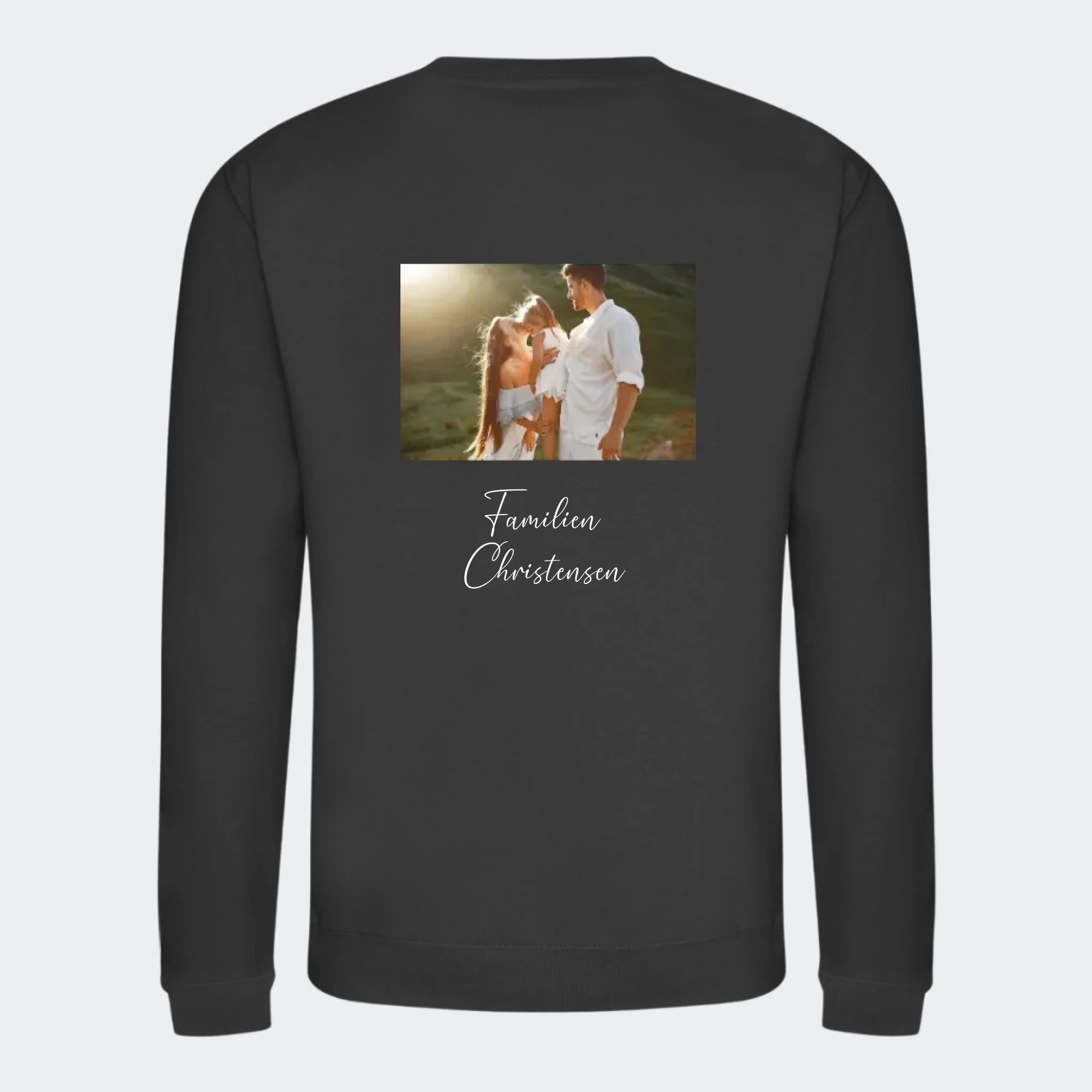 Sweatshirt til voksne – Upload eget billede, stormgrå, set bagfra