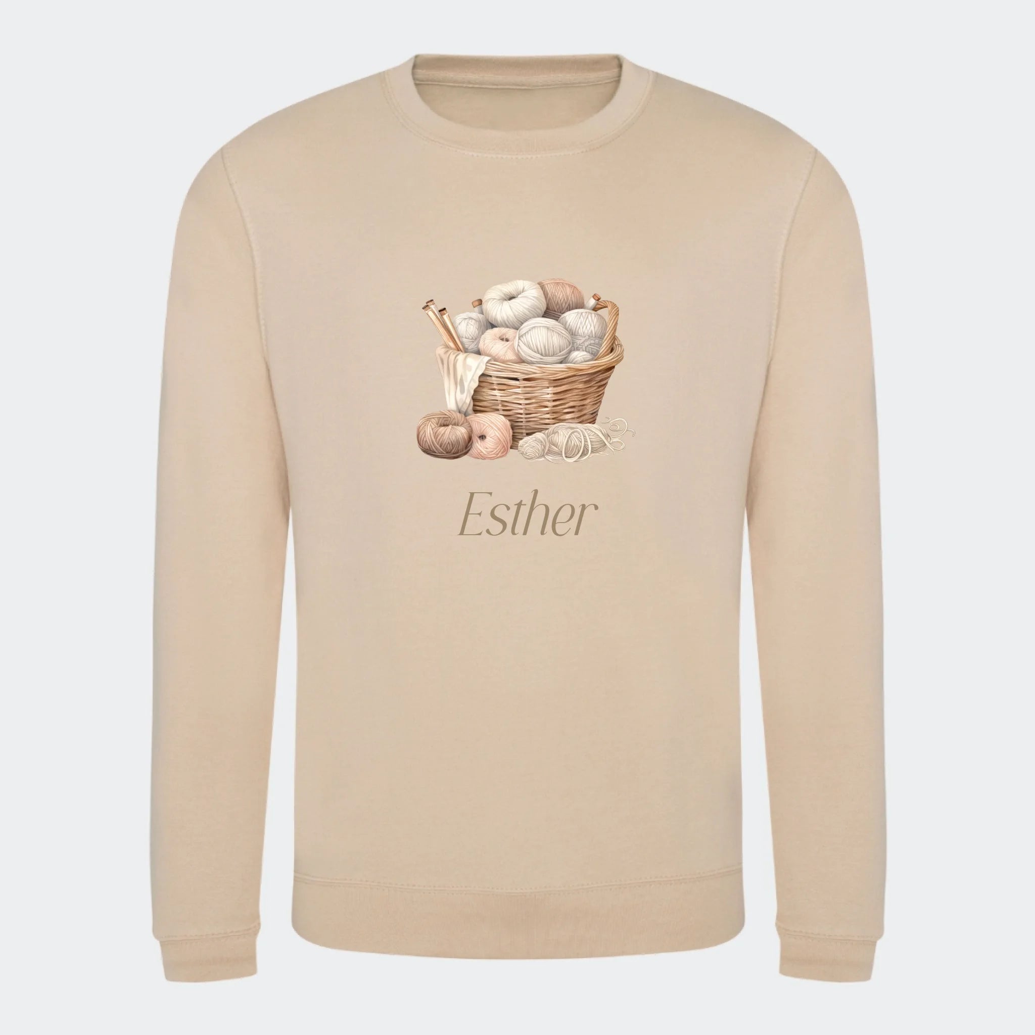 Sweatshirt til voksne – Strik, nude, set forfra