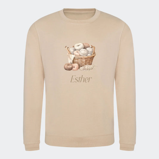 Sweatshirt til voksne – Strik, nude, set forfra
