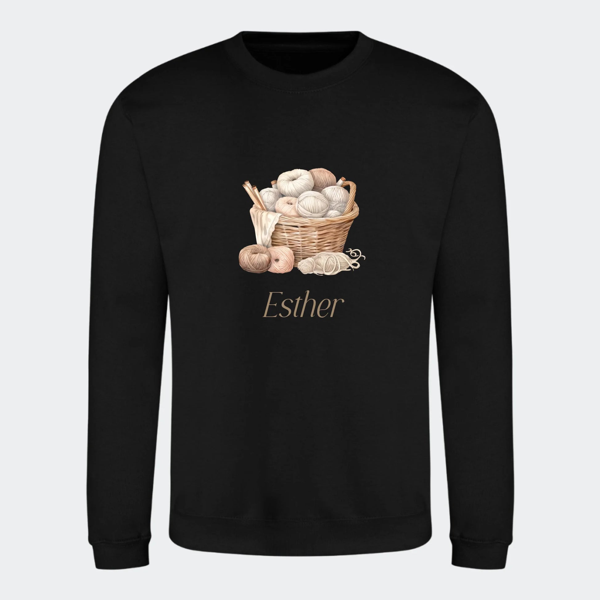 Sweatshirt til voksne - Strik Customizer TeeInBlue Print på front Sort Small