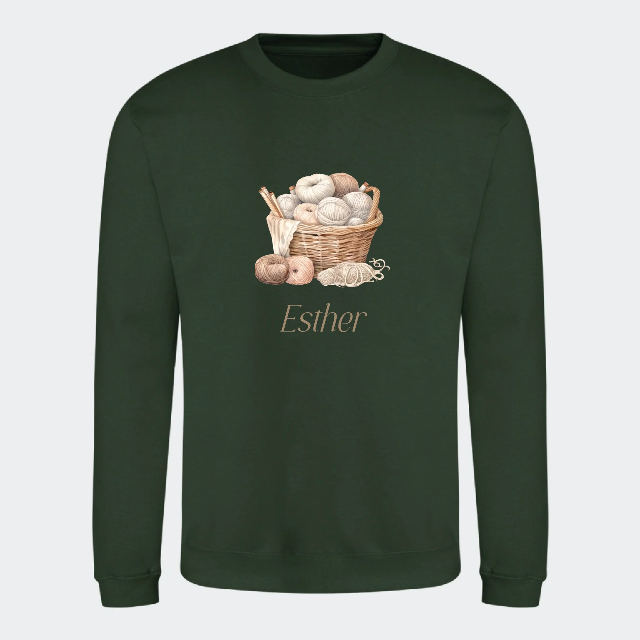 Sweatshirt til voksne – Strik, skovgrøn, set forfra