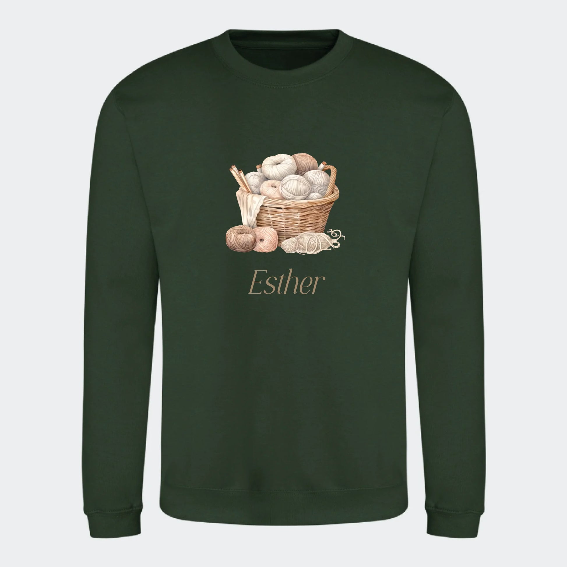 Sweatshirt til voksne - Strik Customizer TeeInBlue Print på front Forest Green Small