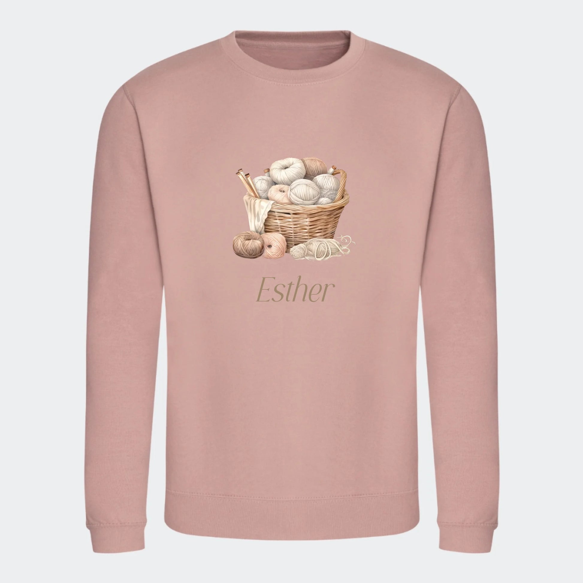Sweatshirt til voksne - Strik Customizer TeeInBlue Print på front Dusty Pink Small