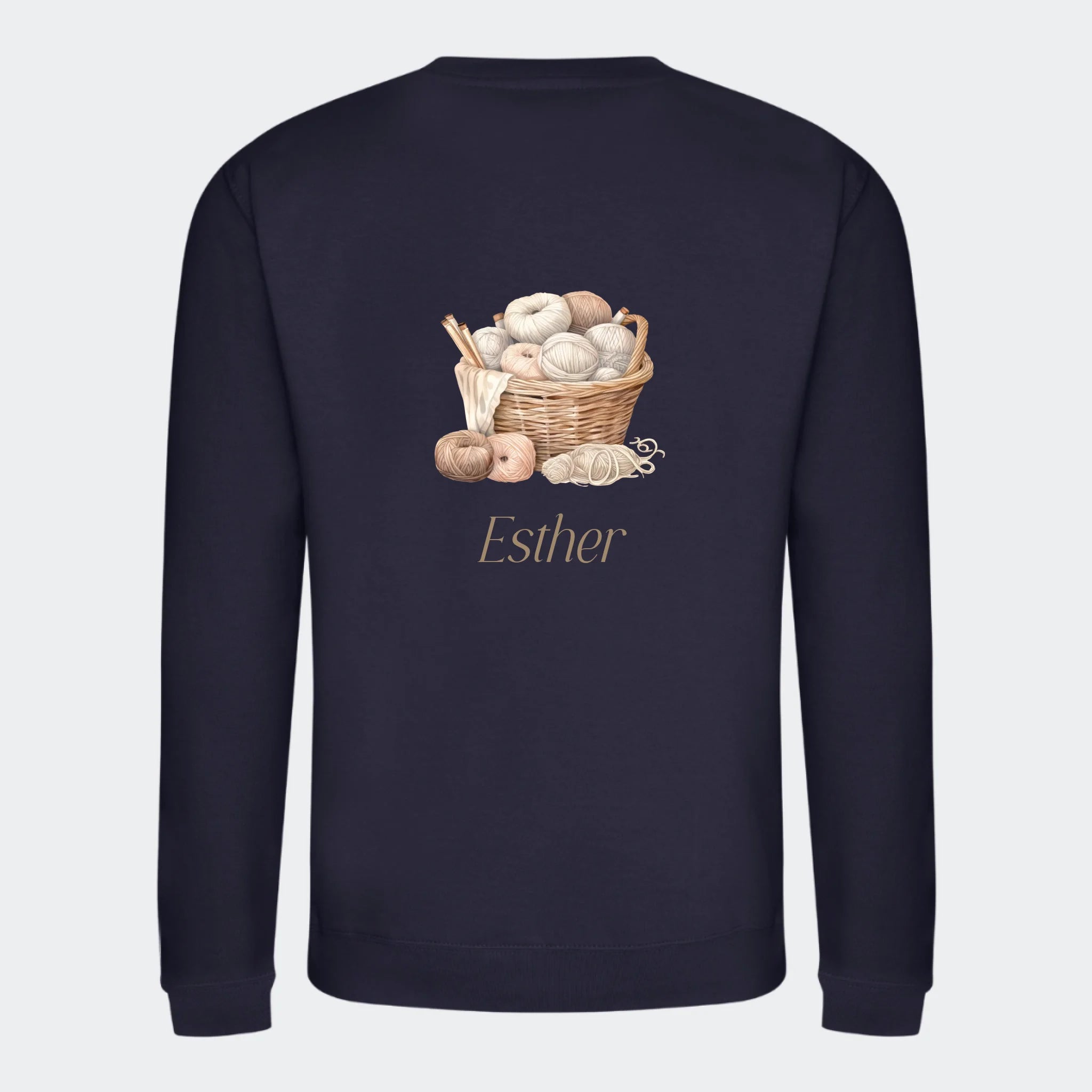 Sweatshirt til voksne – Strik, mørkeblå, set bagfra