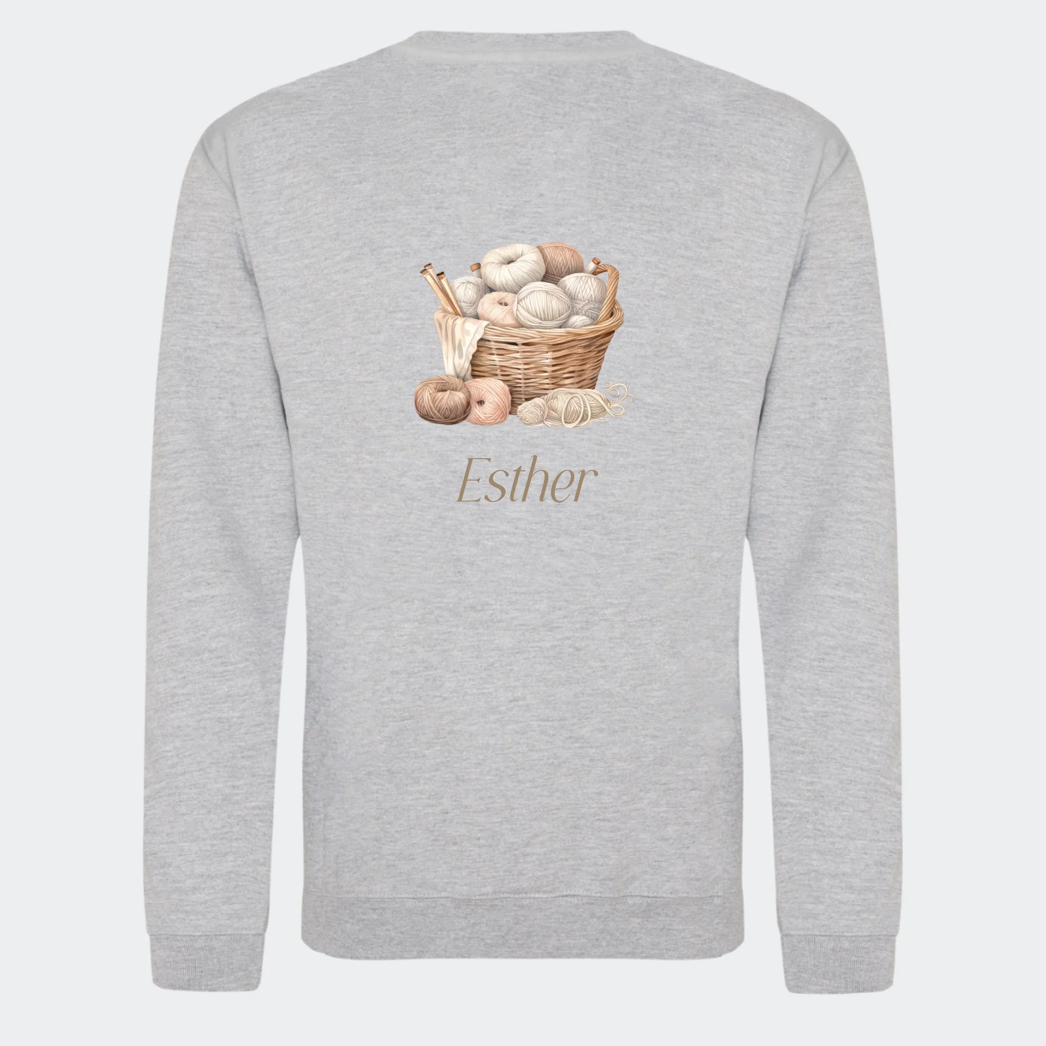 Sweatshirt til voksne – Strik, meleret grå, set bagfra