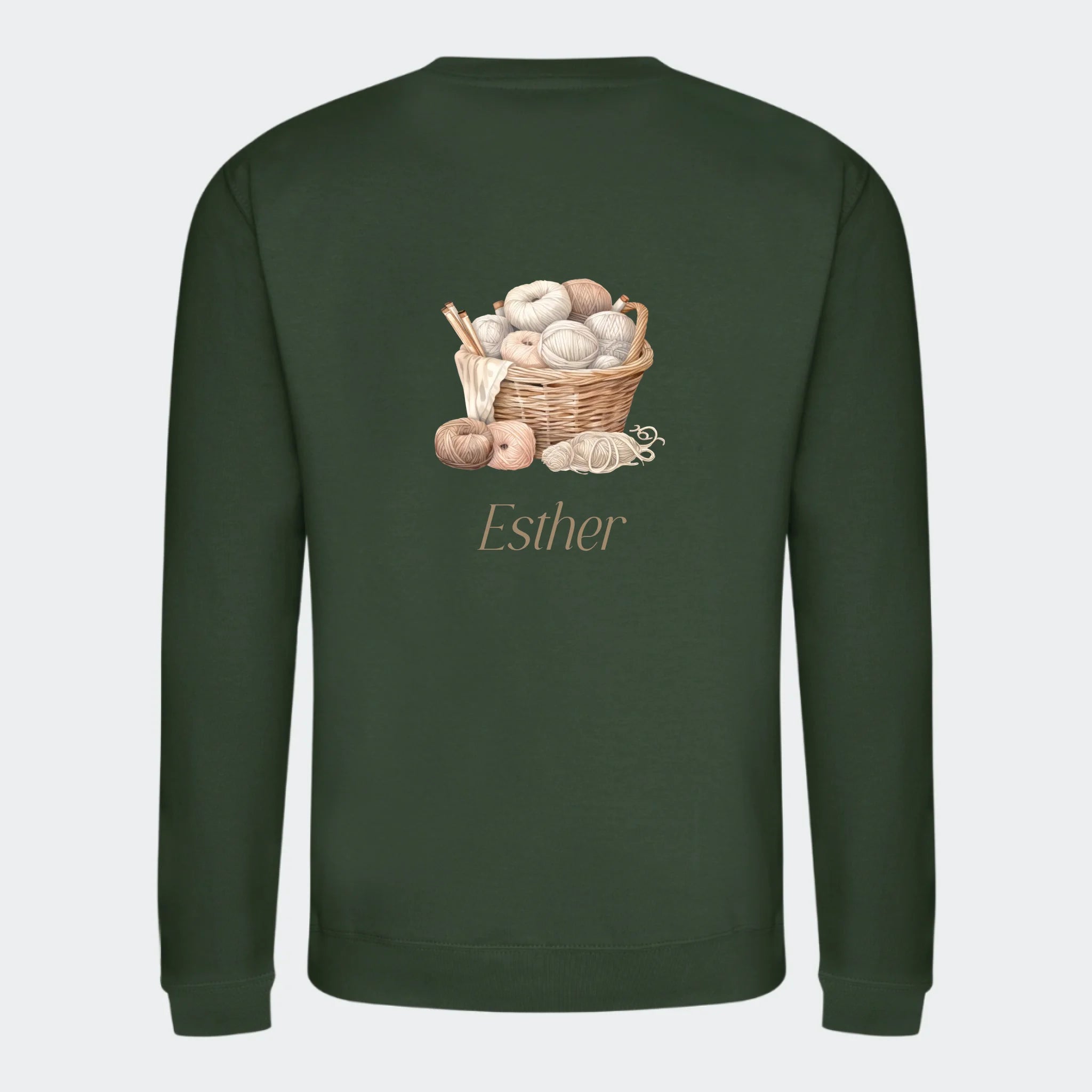 Sweatshirt til voksne – Strik, skovgrøn, set bagfra
