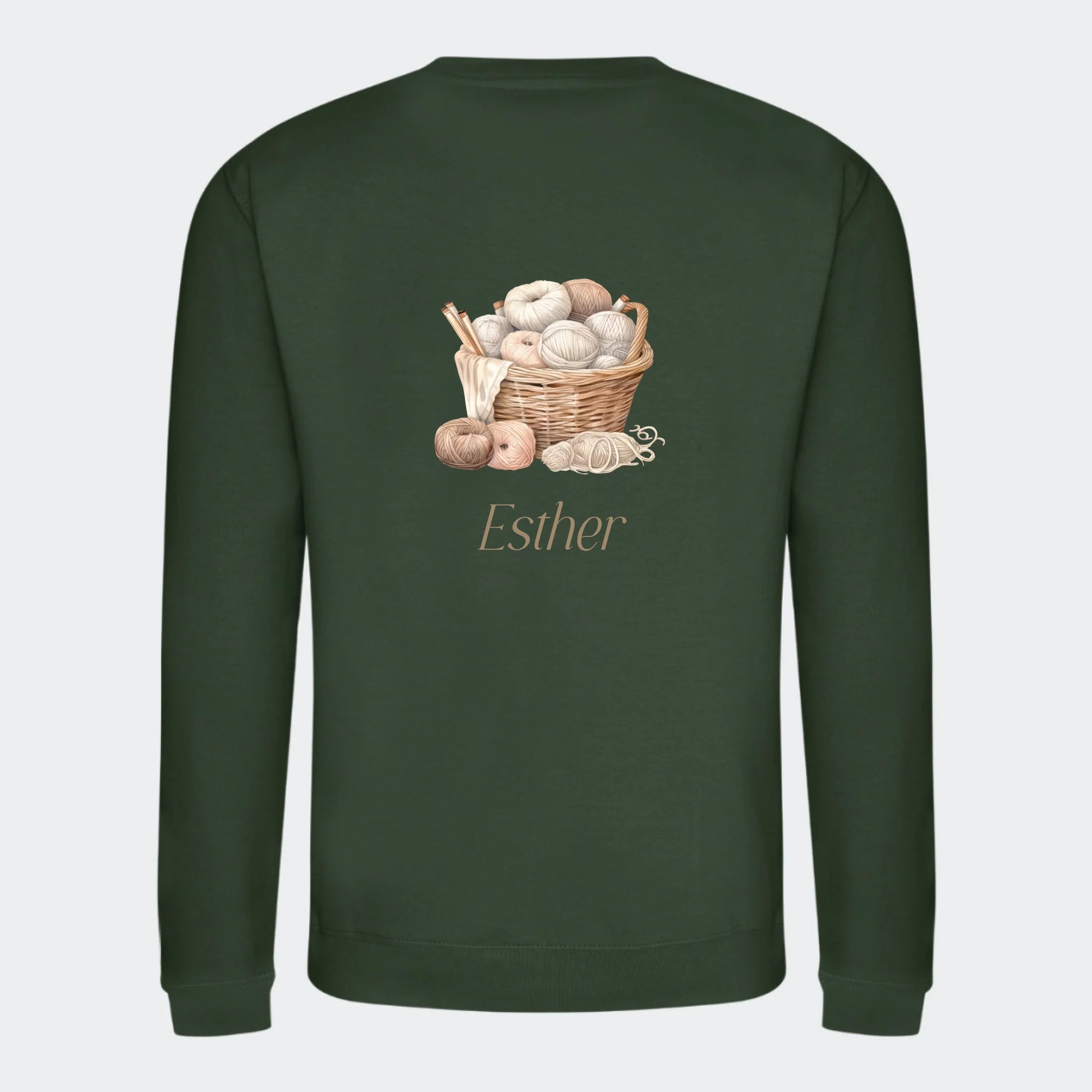 Sweatshirt til voksne - Strik Customizer TeeInBlue Print på ryggen Forest Green Small