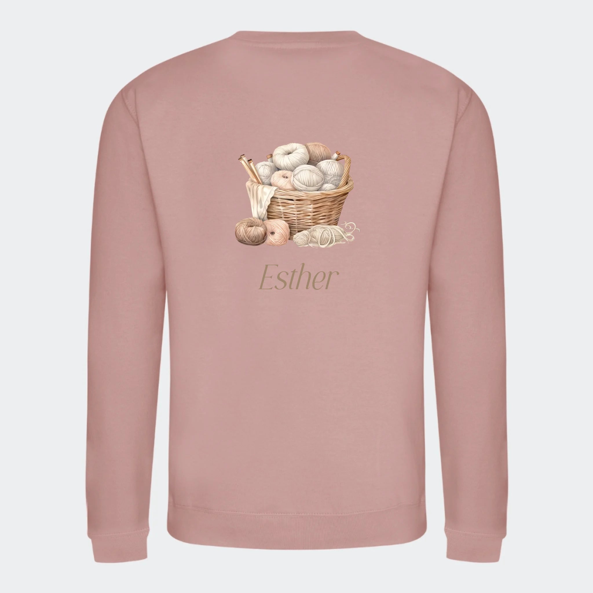 Sweatshirt til voksne – Strik, støvet rosa, set bagfra