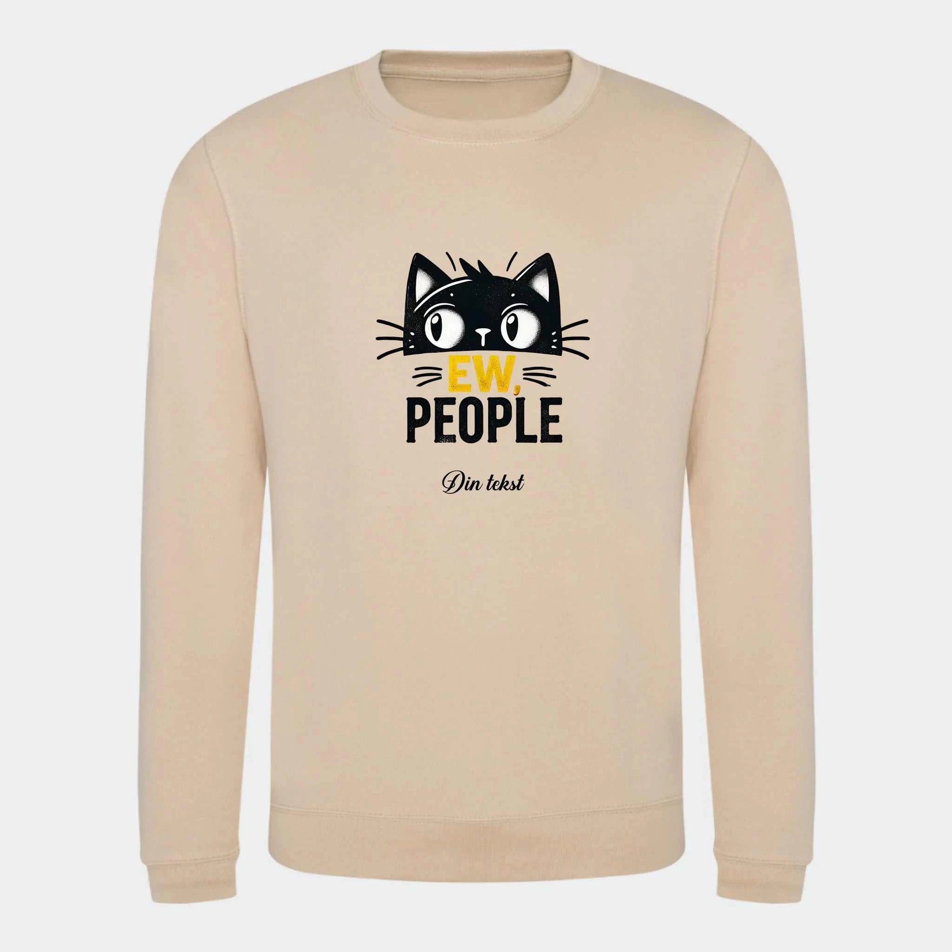 Sweatshirt til voksne - Sjove katte motiver Customizer TeeInBlue Print på front Nude Small