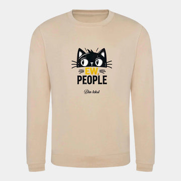 Sweatshirt til voksne - Sjove katte motiver Customizer TeeInBlue Print på front Nude Small