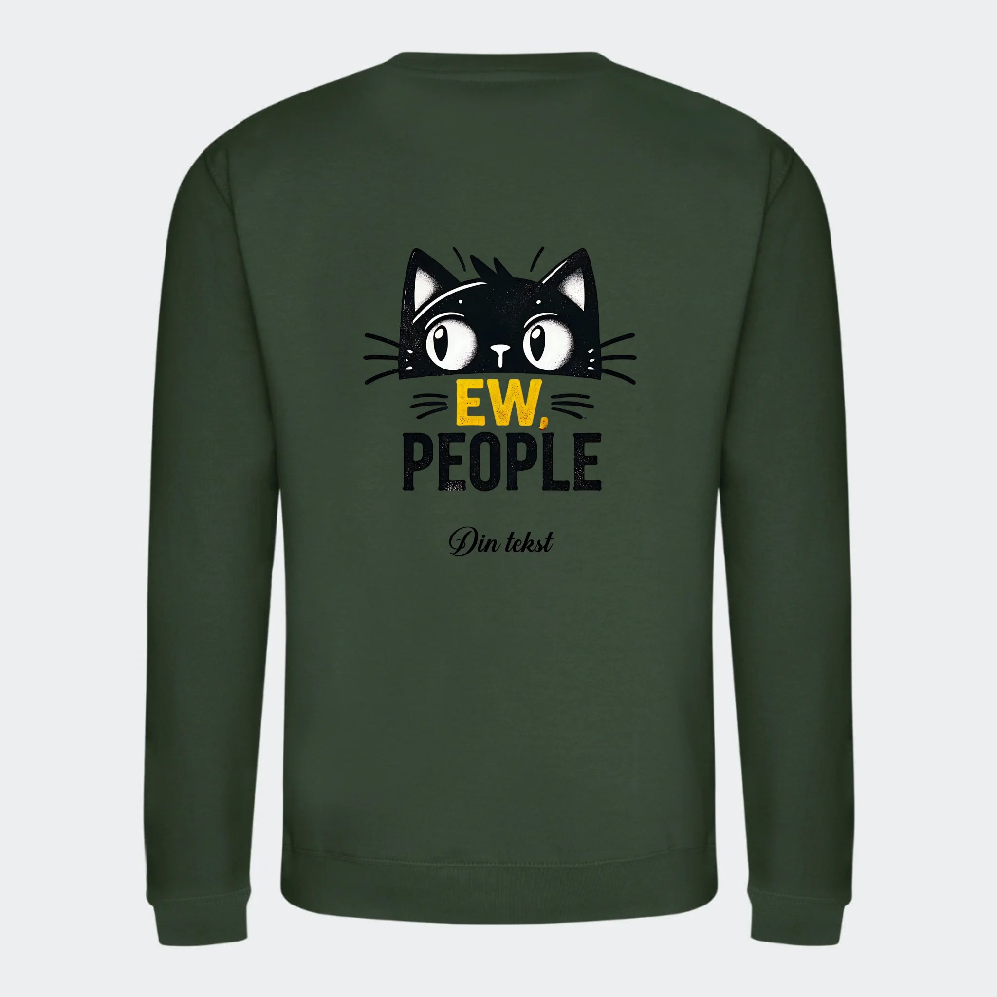 Sweatshirt til voksne – Sjove katte motiver, skovgrøn, set bagfra