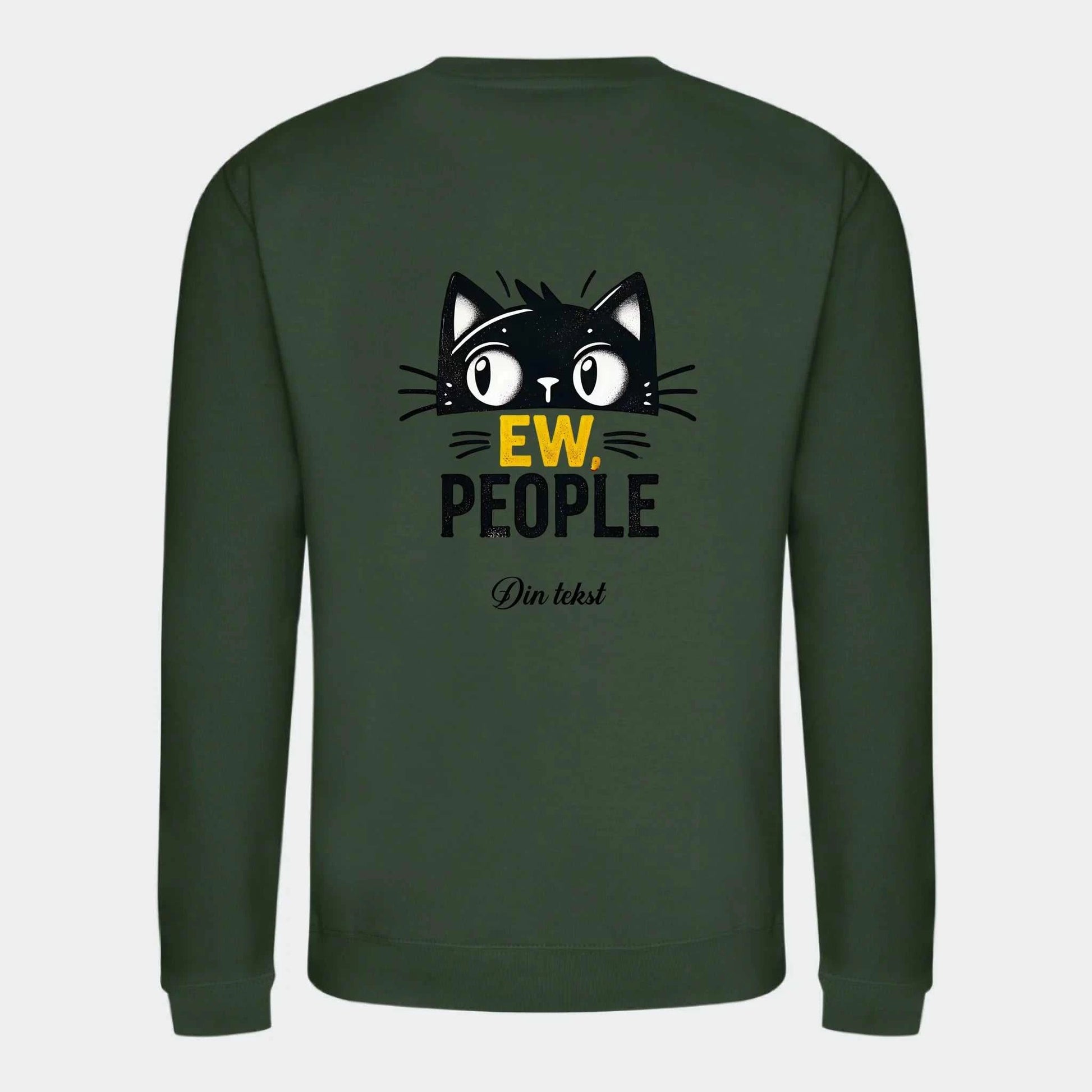 Sweatshirt til voksne - Sjove katte motiver Customizer TeeInBlue Print på ryggen Forest Green Small