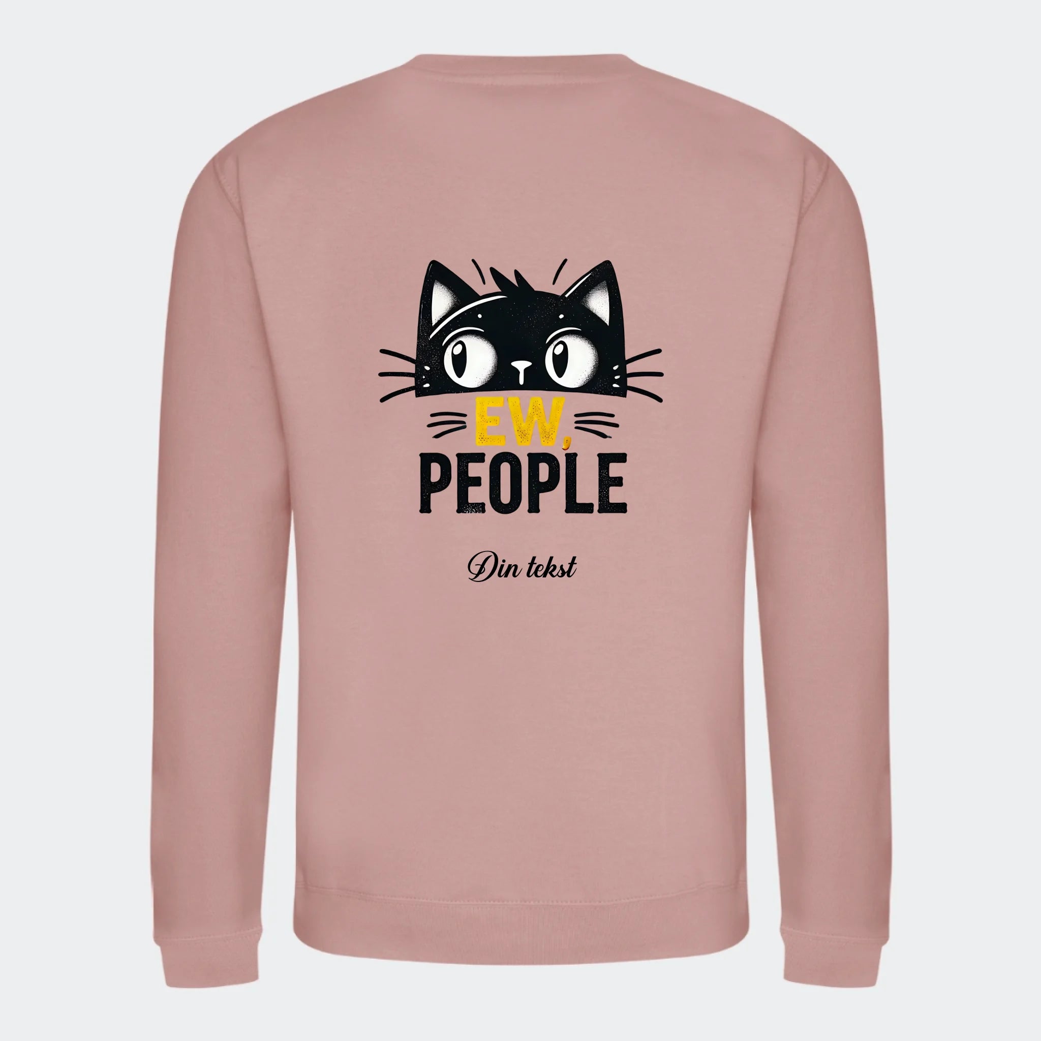 Sweatshirt til voksne – Sjove katte motiver, støvet rosa, set bagfra