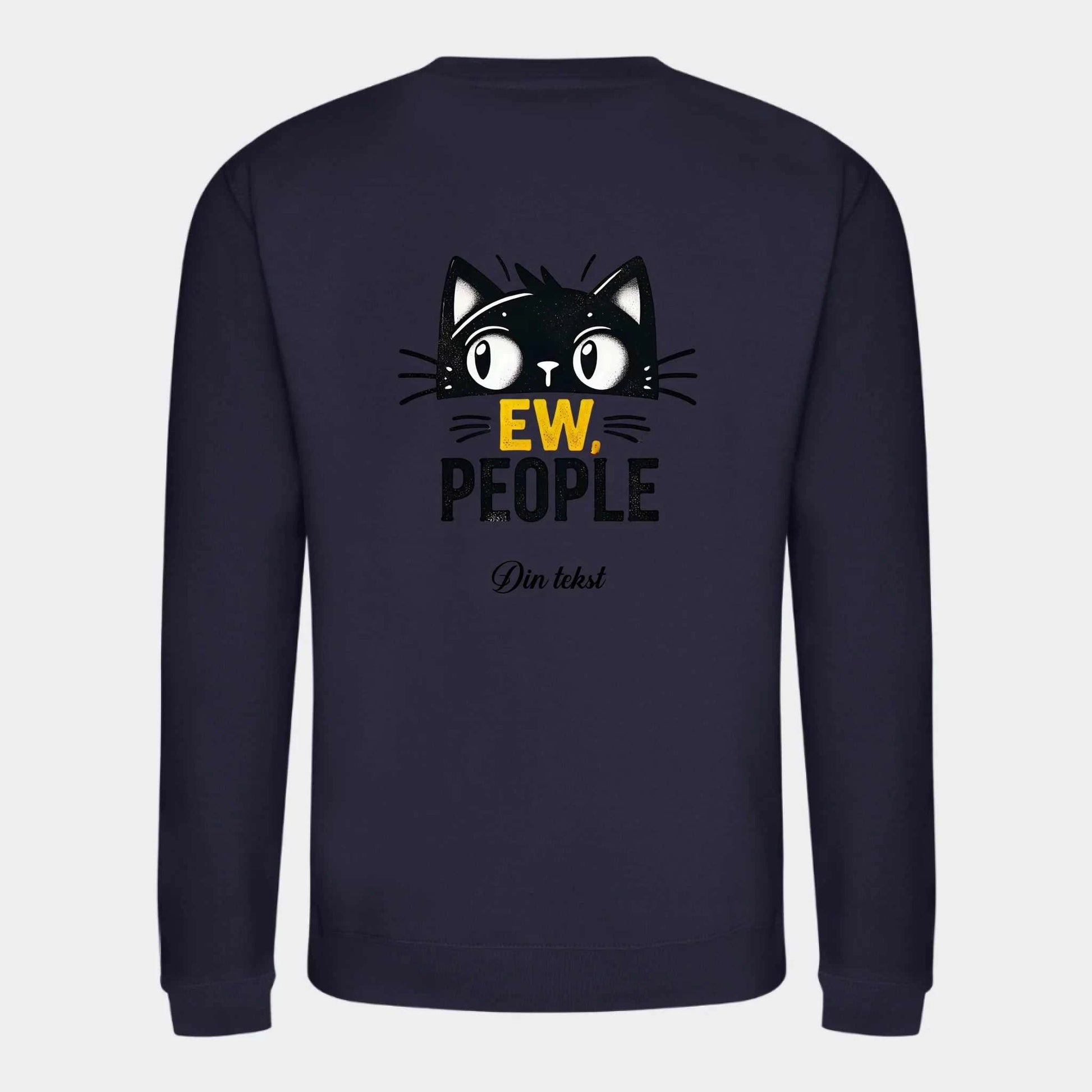 Sweatshirt til voksne - Sjove katte motiver Customizer TeeInBlue Print på ryggen French Navy Small