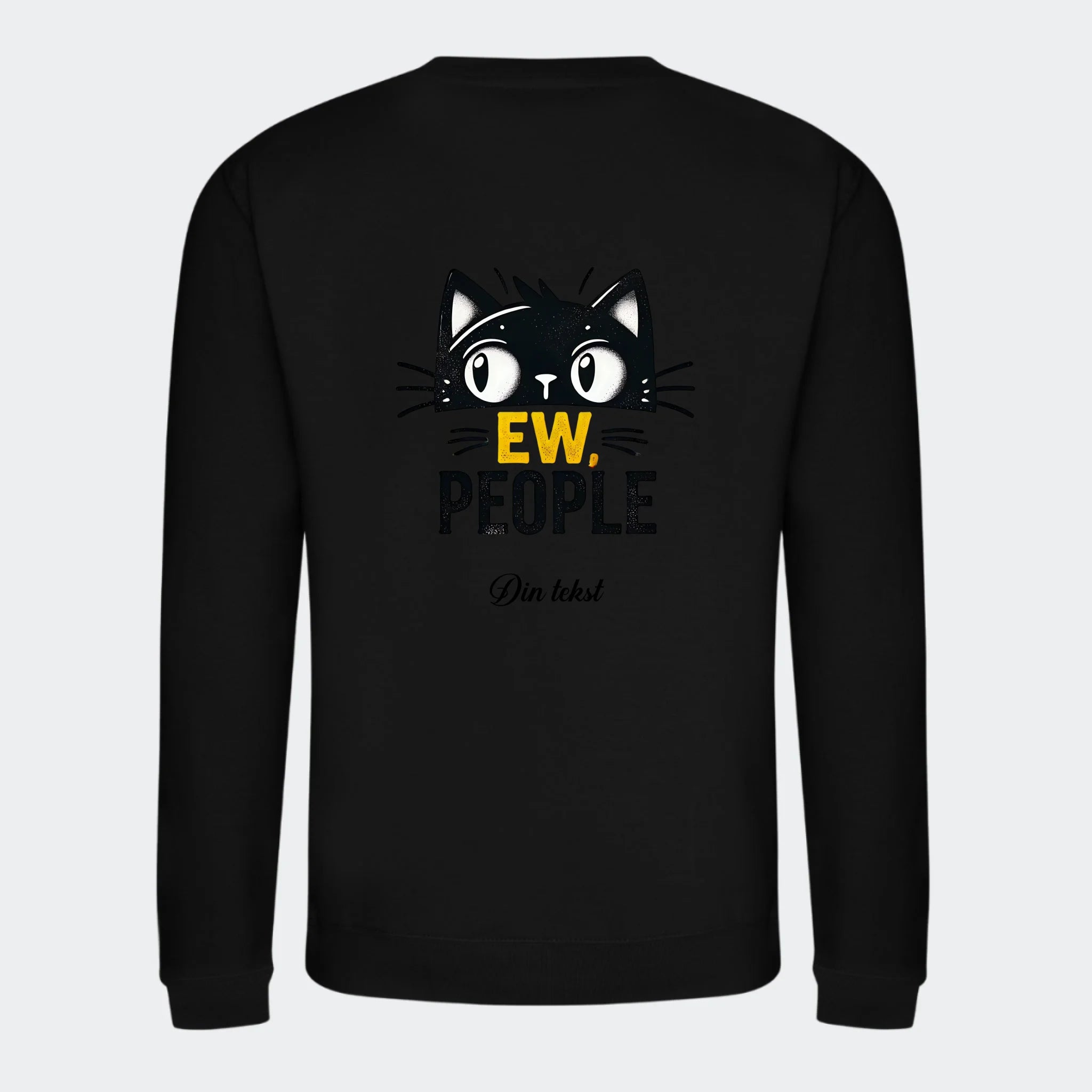 Sweatshirt til voksne – Sjove katte motiver, sort, set bagfra