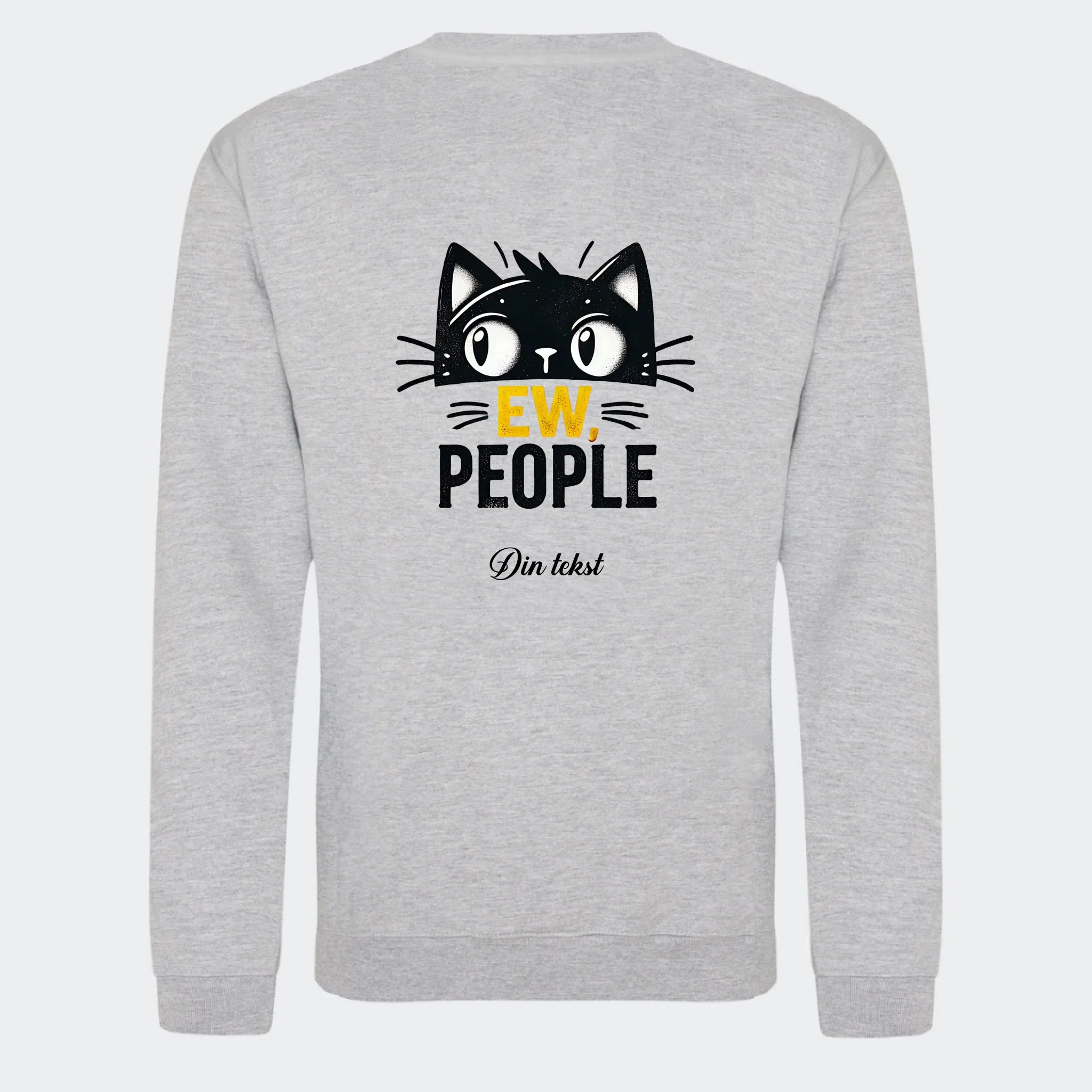 Sweatshirt til voksne – Sjove katte motiver, meleret grå, set bagfra