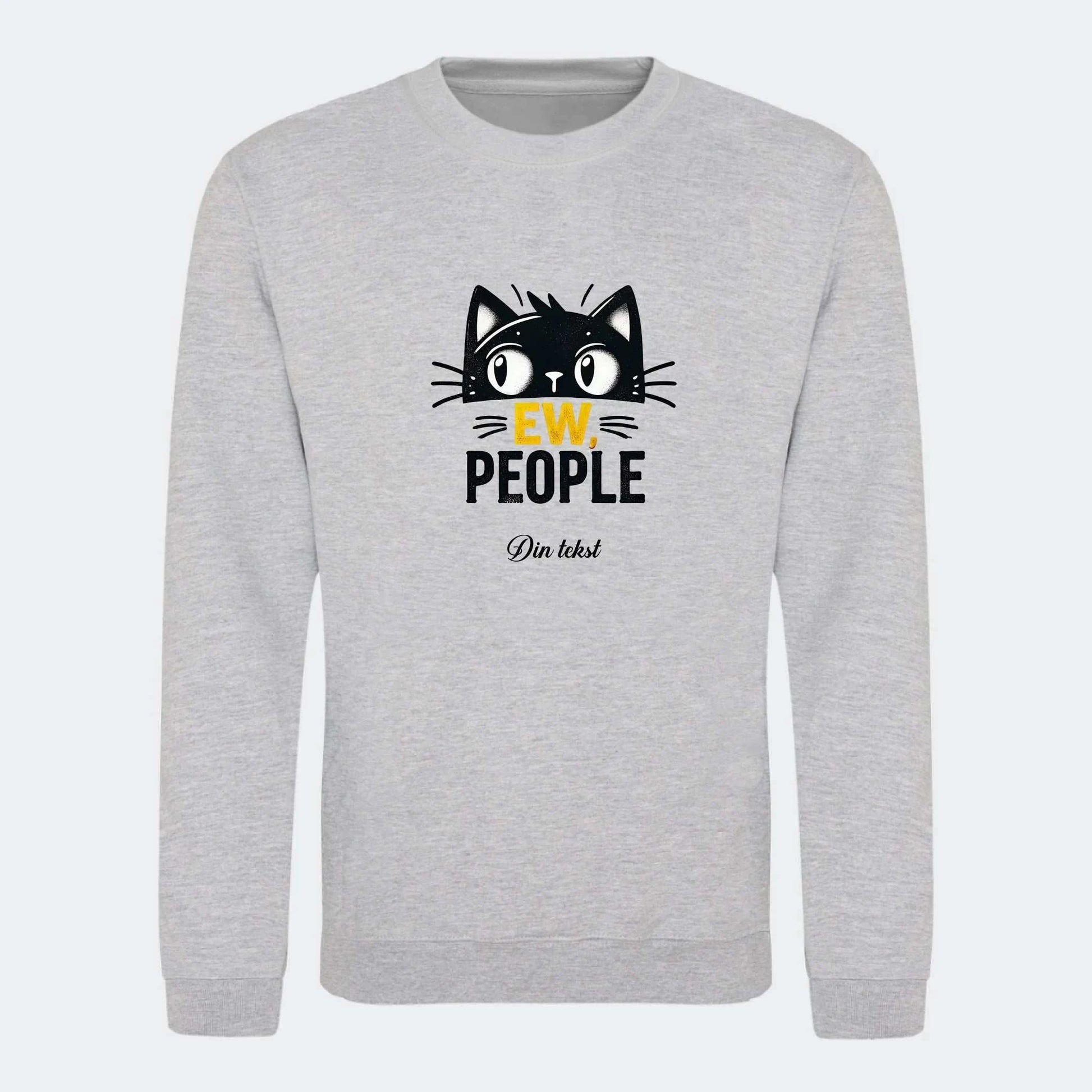 Sweatshirt til voksne - Sjove katte motiver Customizer TeeInBlue Print på front Heather Grey Medium