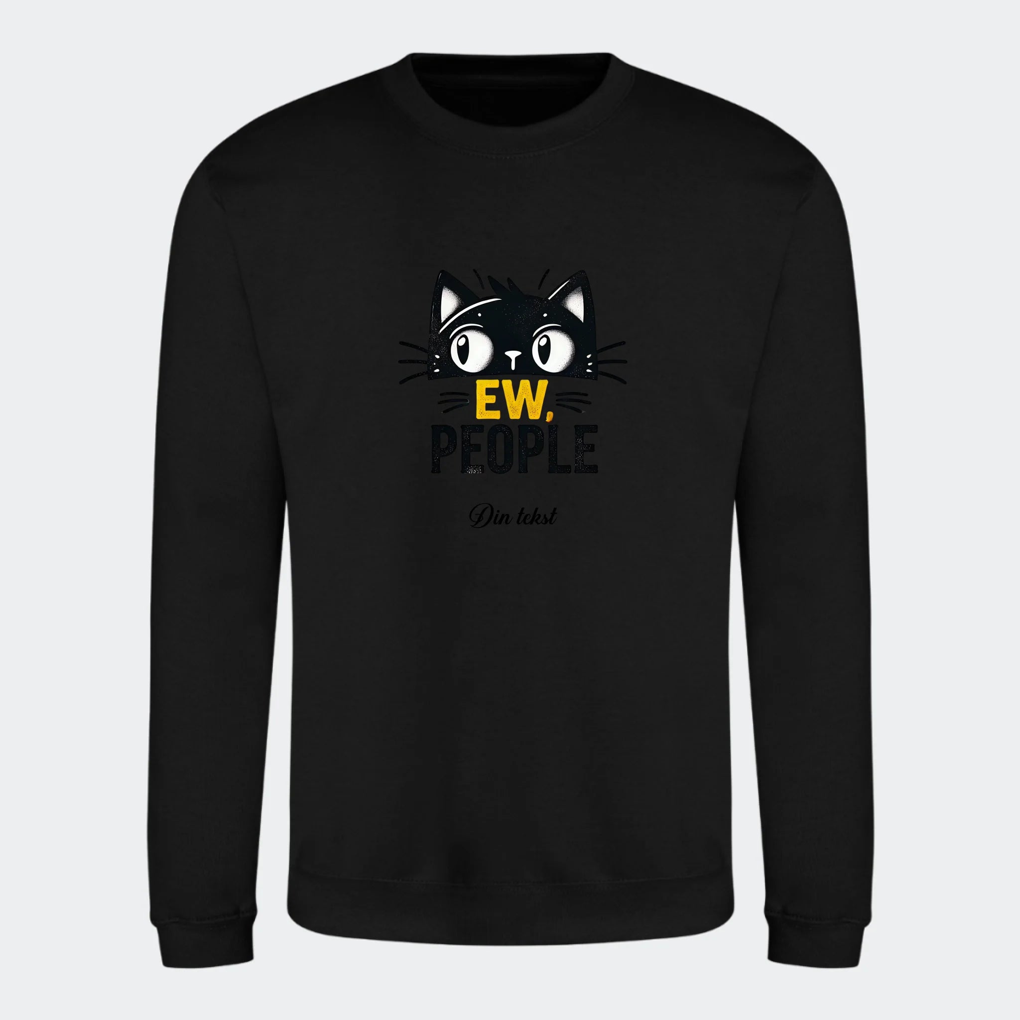 Sweatshirt til voksne – Sjove katte motiver, sort, set forfra