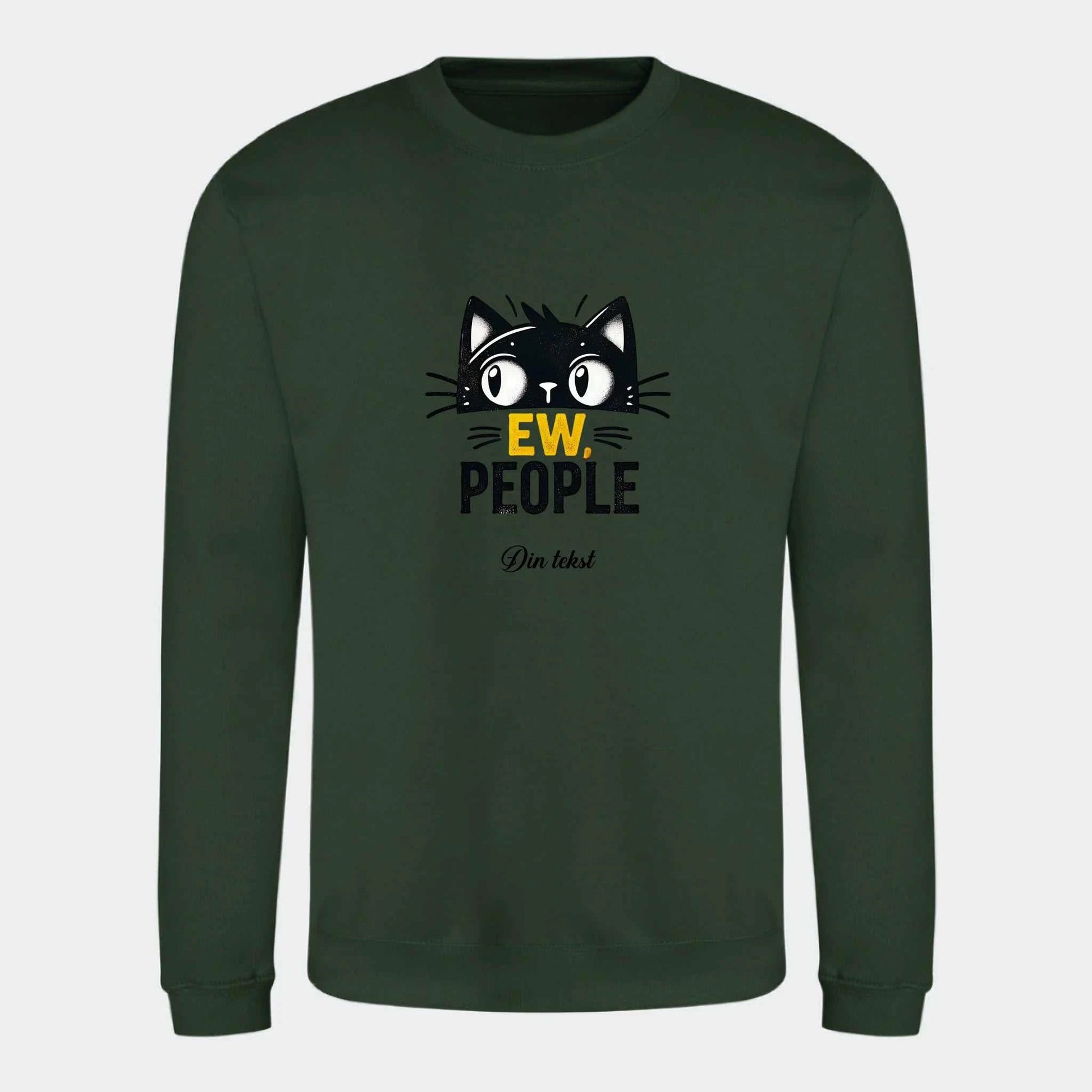 Sweatshirt til voksne - Sjove katte motiver Customizer TeeInBlue Print på front Forest Green Small