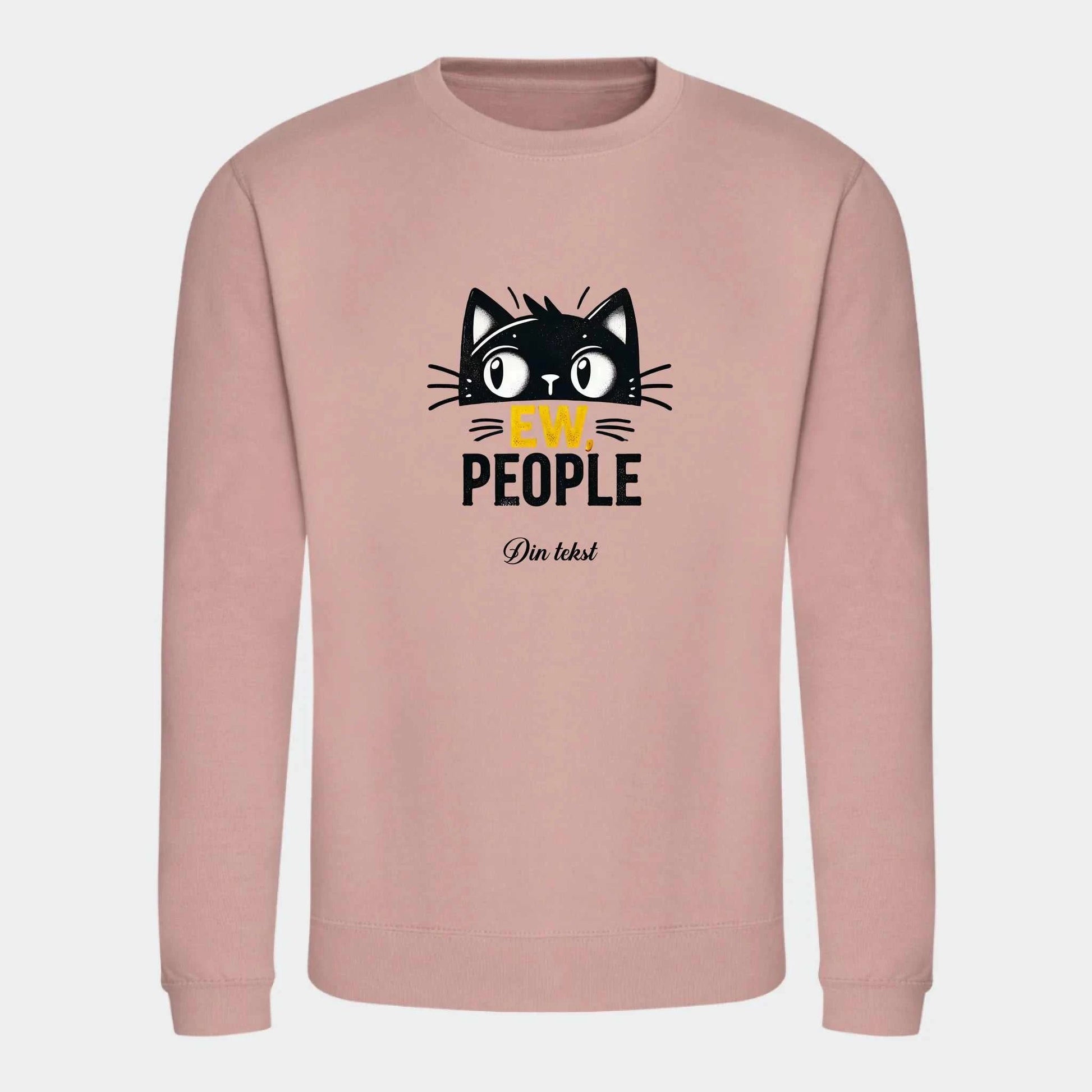 Sweatshirt til voksne - Sjove katte motiver Customizer TeeInBlue Print på front Dusty Pink Small