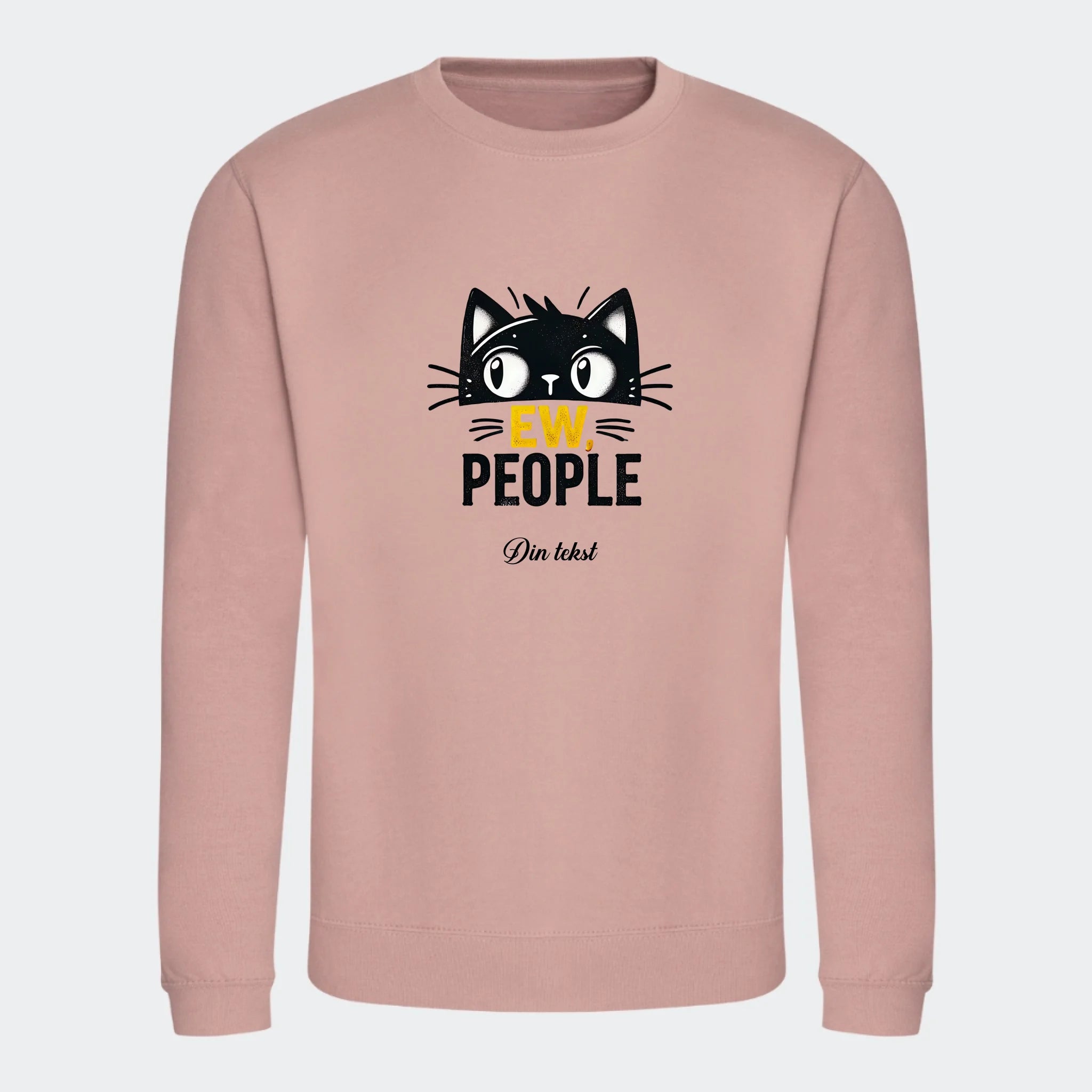 Sweatshirt til voksne – Sjove katte motiver, støvet rosa, set forfra