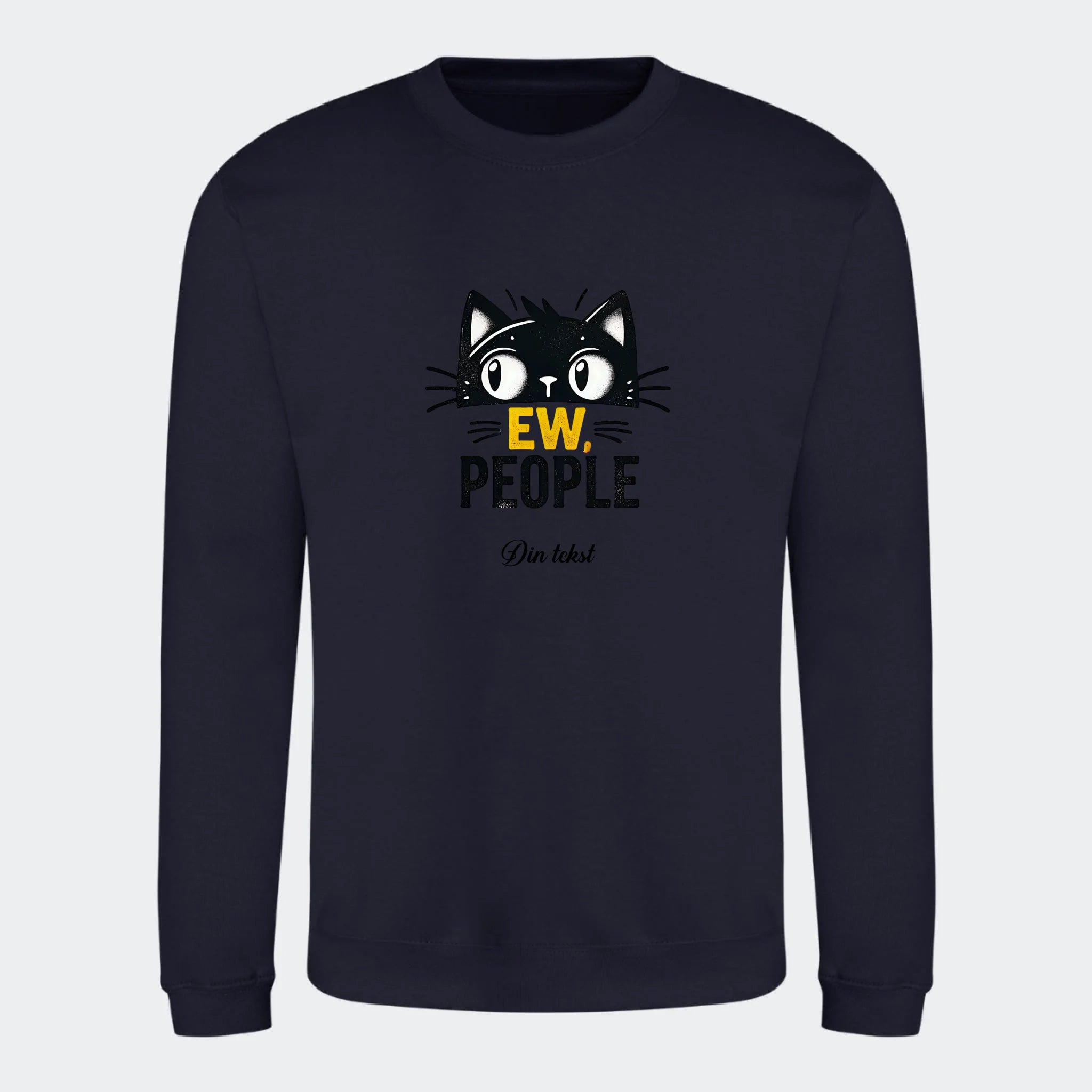 Sweatshirt til voksne – Sjove katte motiver, mørkeblå, set forfra