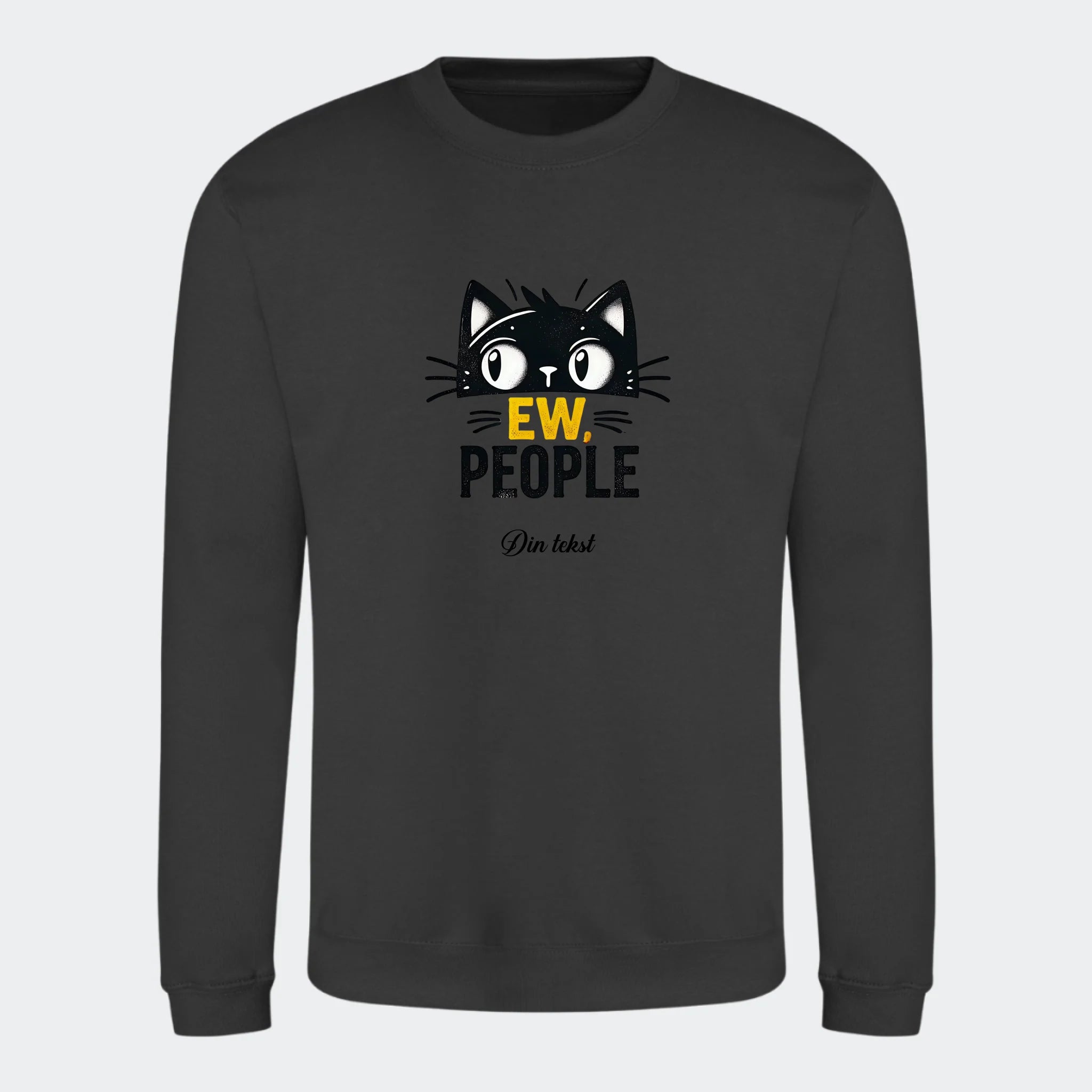 Sweatshirt til voksne – Sjove katte motiver, stormgrå, set forfra