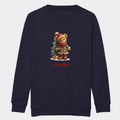 Sweatshirt junior - Bamsebjørn jul Customizer TeeInBlue Print på front French Navy 3-4 år