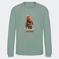 Sweatshirt junior - Bamsebjørn jul Customizer TeeInBlue Print på front Dusty Green 3-4 år