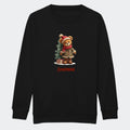 Sweatshirt junior - Bamsebjørn jul Customizer TeeInBlue Print på front Sort 3-4 år