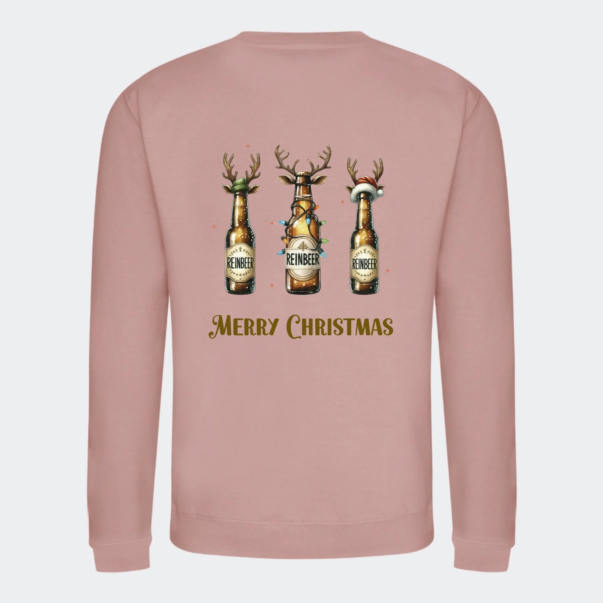 Sweatshirt til voksne - Reinbeer Customizer TeeInBlue Print på ryggen Dusty Pink Small