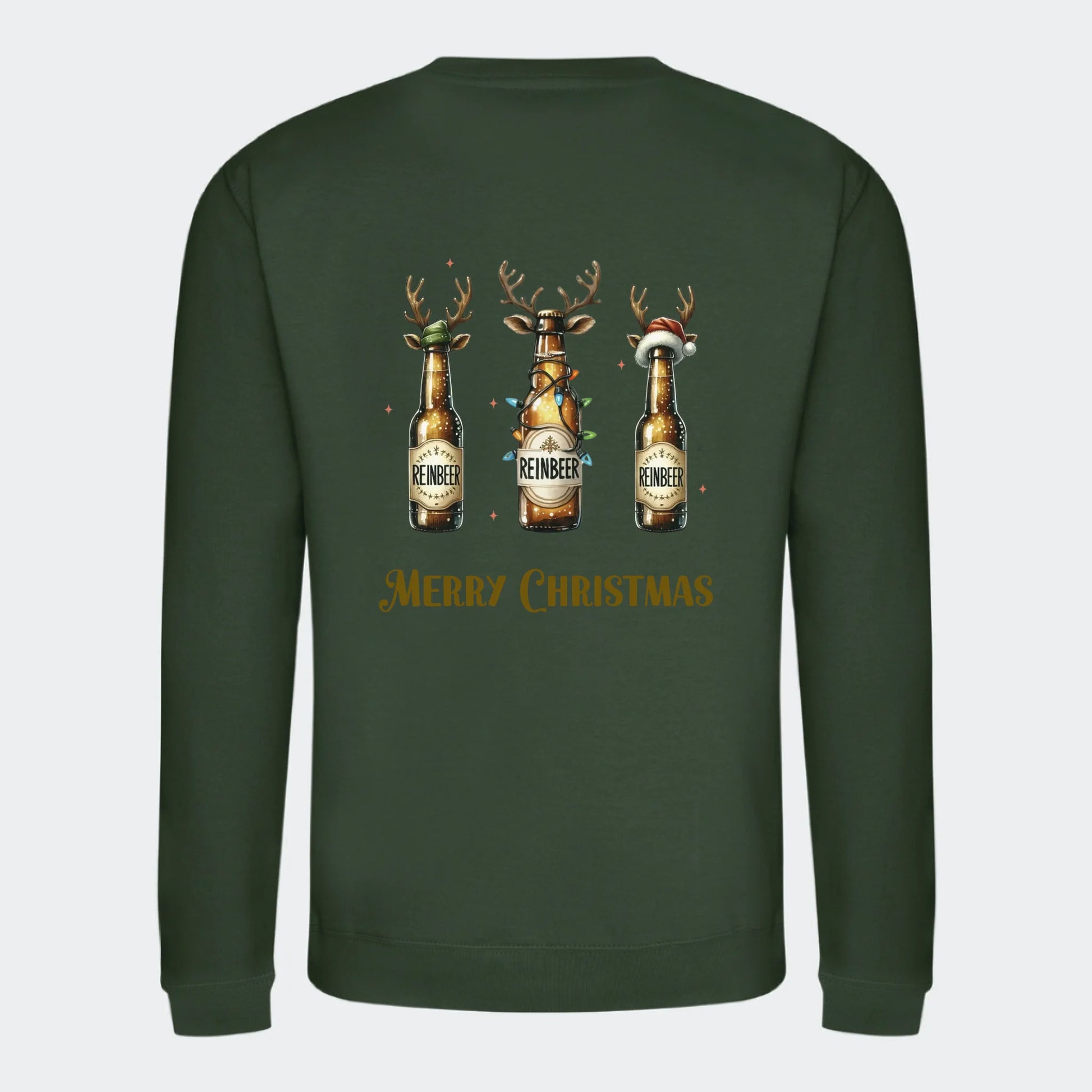 Sweatshirt til voksne - Reinbeer Customizer TeeInBlue Print på ryggen Forest Green Small