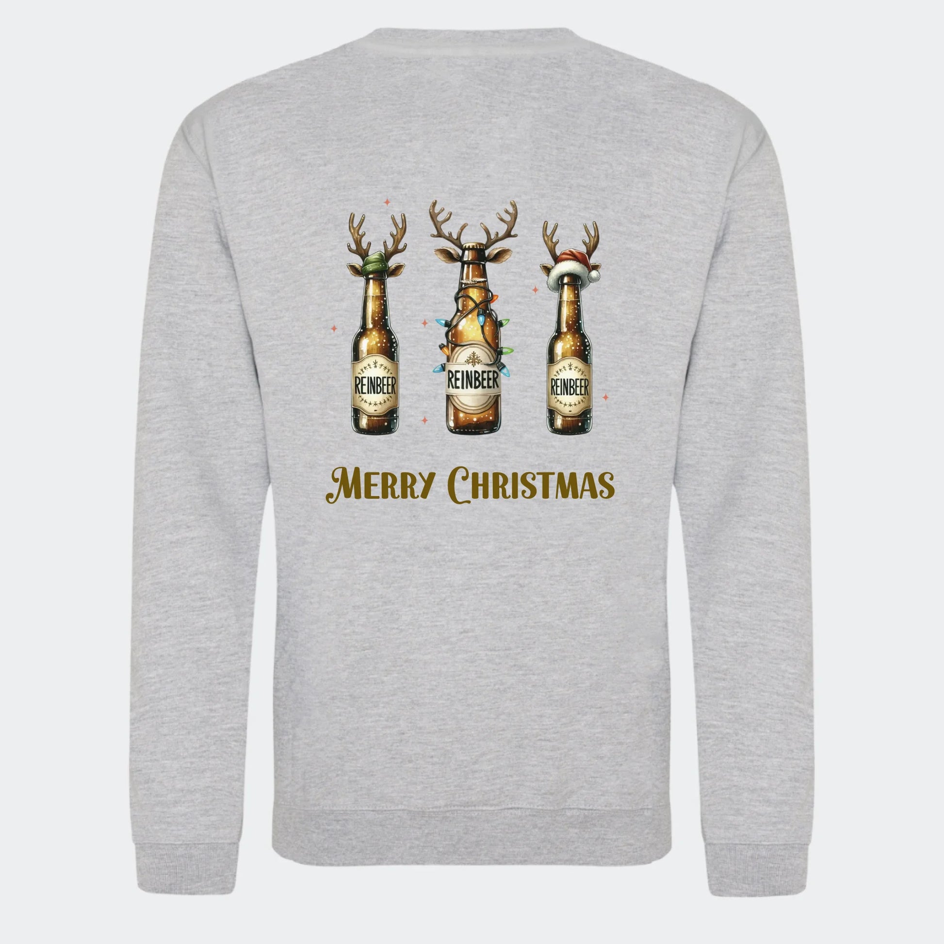 Sweatshirt til voksne - Reinbeer Customizer TeeInBlue Print på ryggen Heather Grey Medium