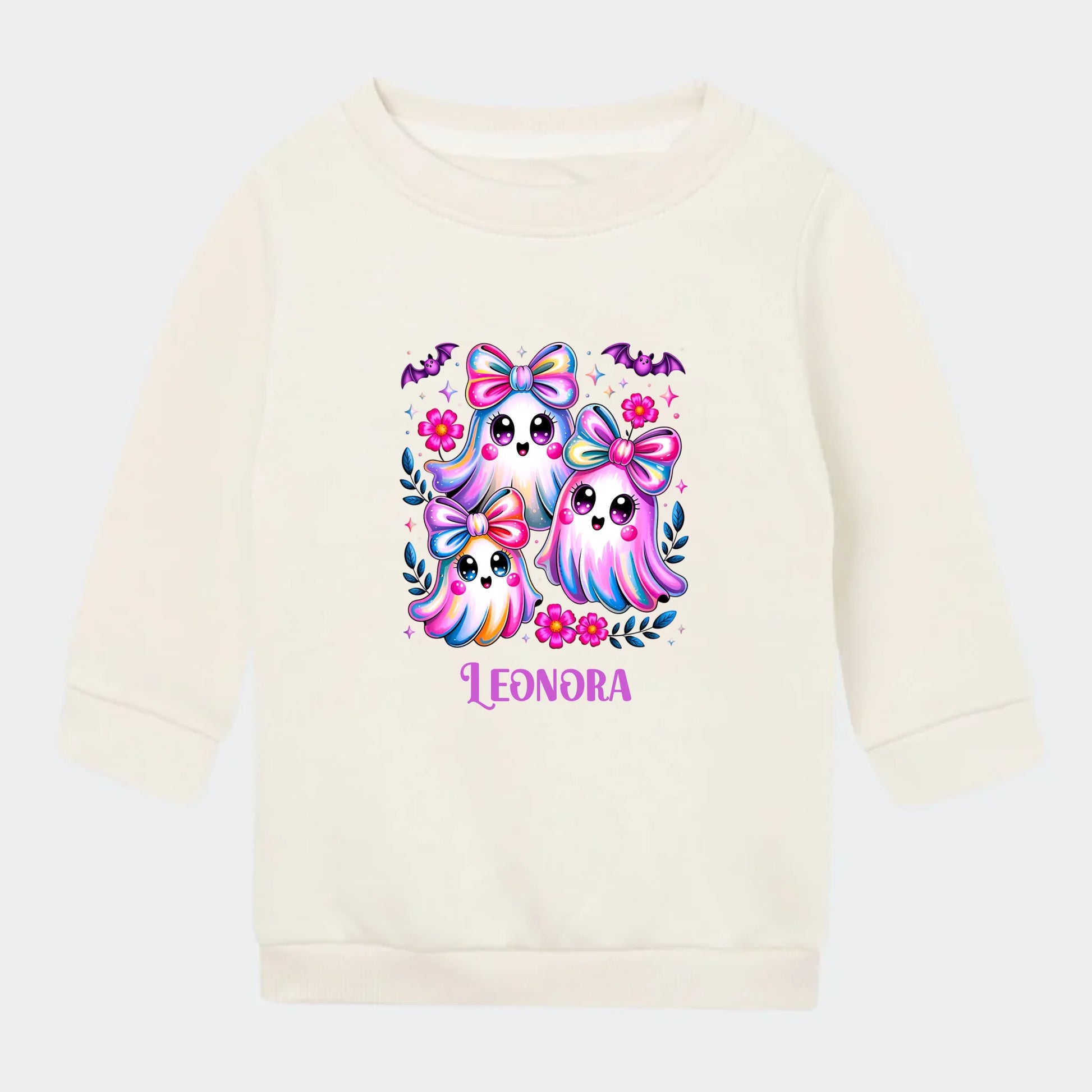 Sweatshirt til små børn - Søde spøgelser og flagermus Customizer TeeInBlue Sweatshirt til børn - flere farver Natural 6-12M