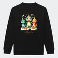 Sweatshirts til junior - Dino med fødselsdagshatte Customizer TeeInBlue Print på ryggen Sort 3-4 år