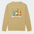 Sweatshirts til junior - Dino med fødselsdagshatte Customizer TeeInBlue Print på ryggen Desert Sand 3-4 år