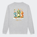 Sweatshirts til junior - Dino med fødselsdagshatte Customizer TeeInBlue Print på ryggen Heather Grey 3-4 år