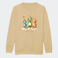 Sweatshirts til junior - Dino med fødselsdagshatte Customizer TeeInBlue Print på front Desert Sand 3-4 år