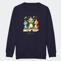 Sweatshirts til junior - Dino med fødselsdagshatte Customizer TeeInBlue Print på front French Navy 3-4 år