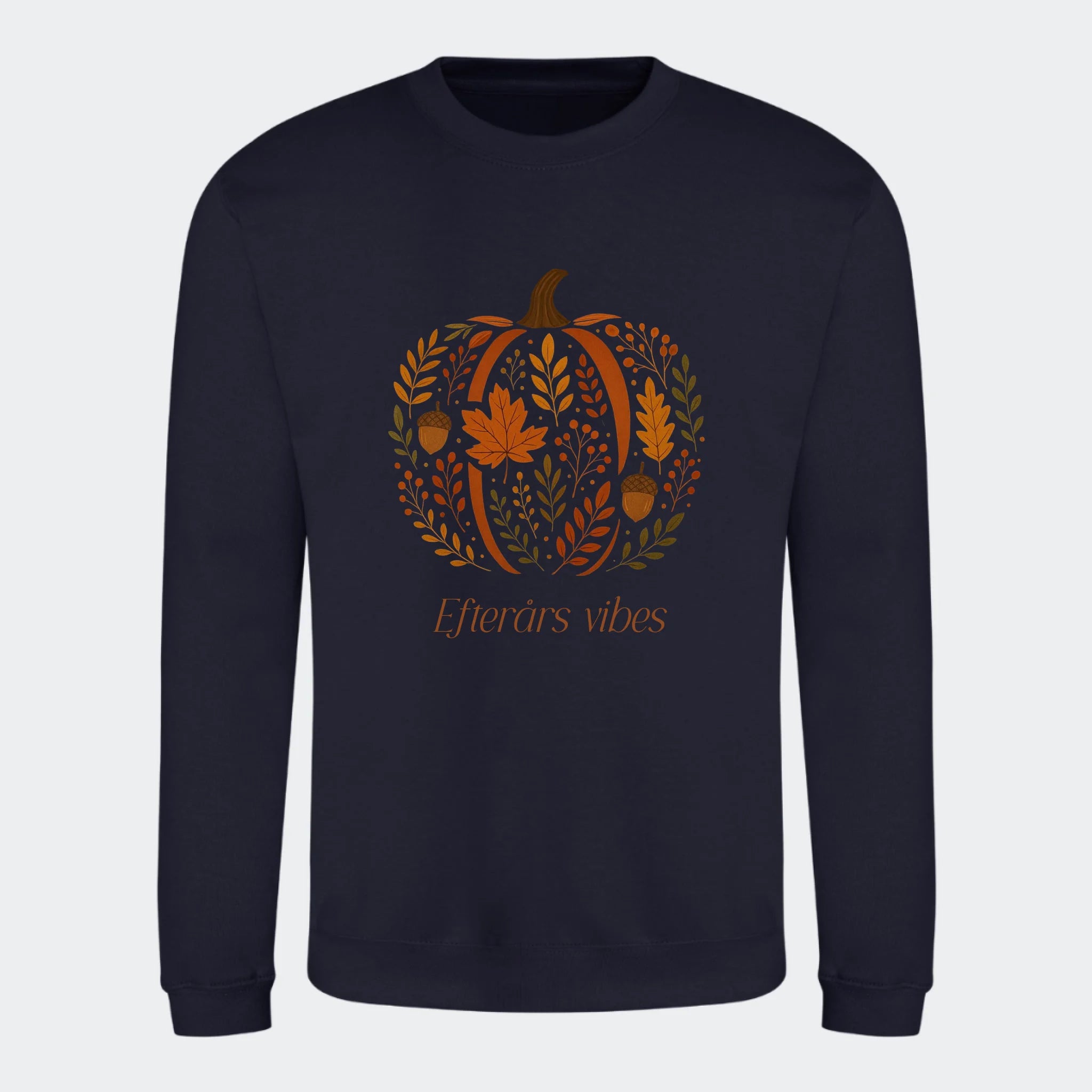 Sweatshirt til voksne – Græskar af blade, mørkeblå, set forfra