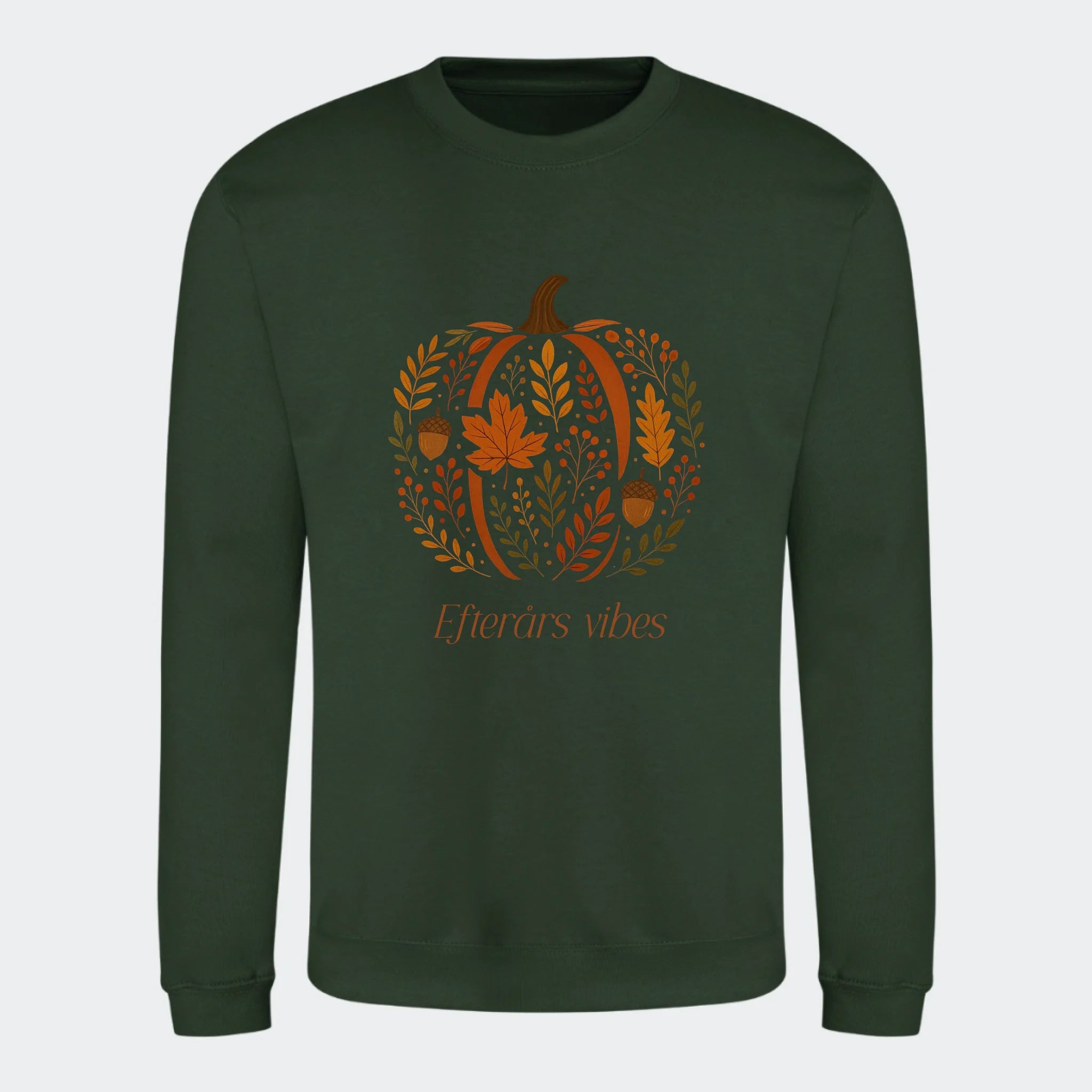 Sweatshirt til voksne – Græskar af blade, skovgrøn, set forfra