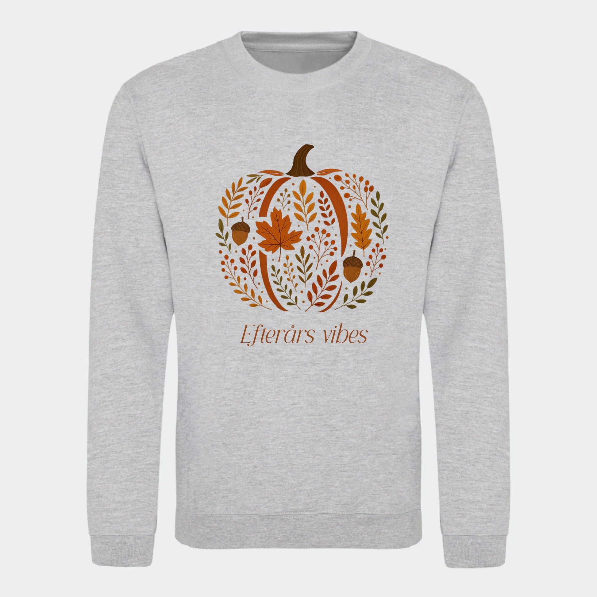 Sweatshirt til voksne - Græskar af blade Customizer TeeInBlue Print på front Heather Grey Medium